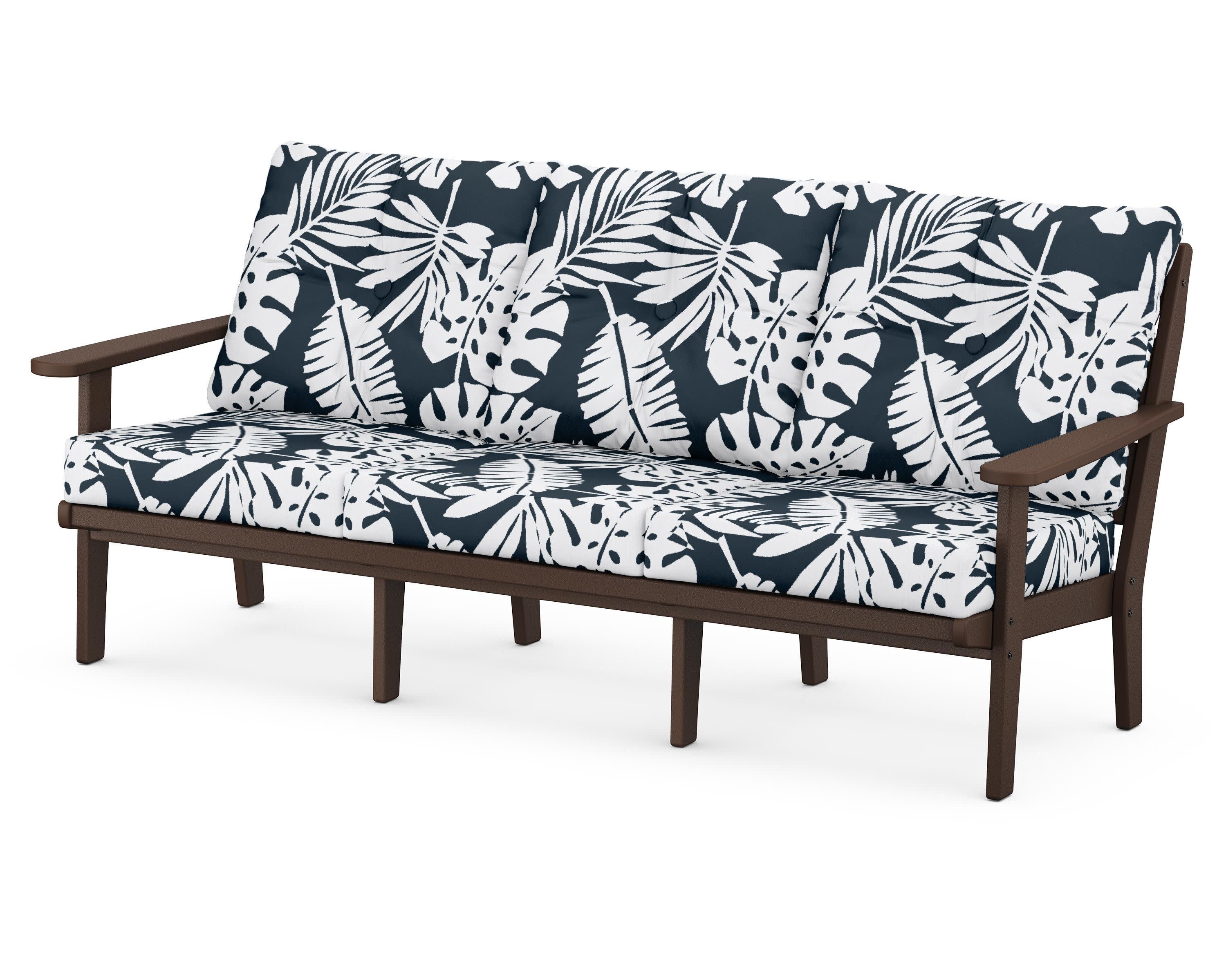 Lakeside Deep Seating Sofa in Mahogany / Leaf Marine Indigo