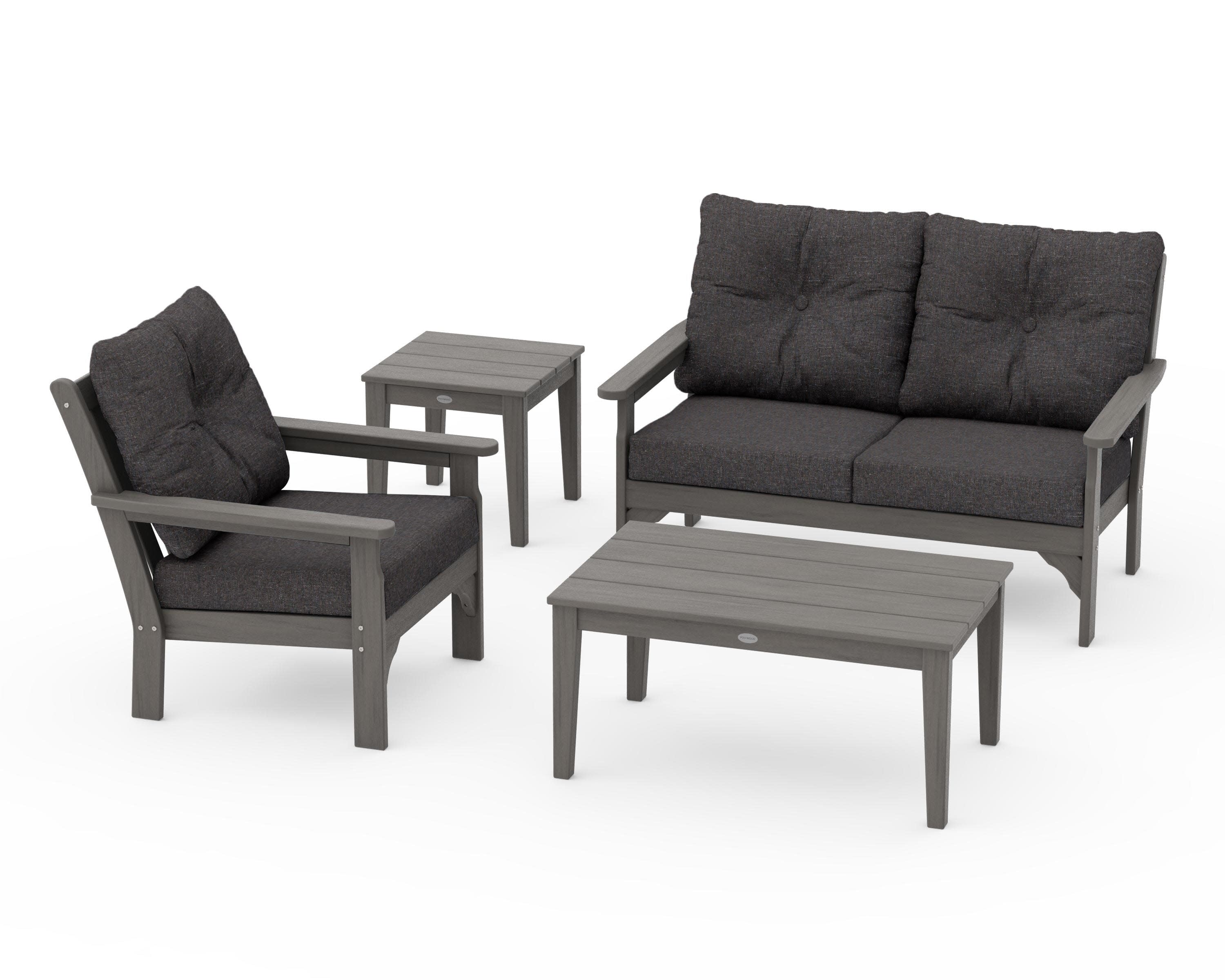 Vineyard 4-Piece Deep Seating Set in Driftwood / Ash Charcoal