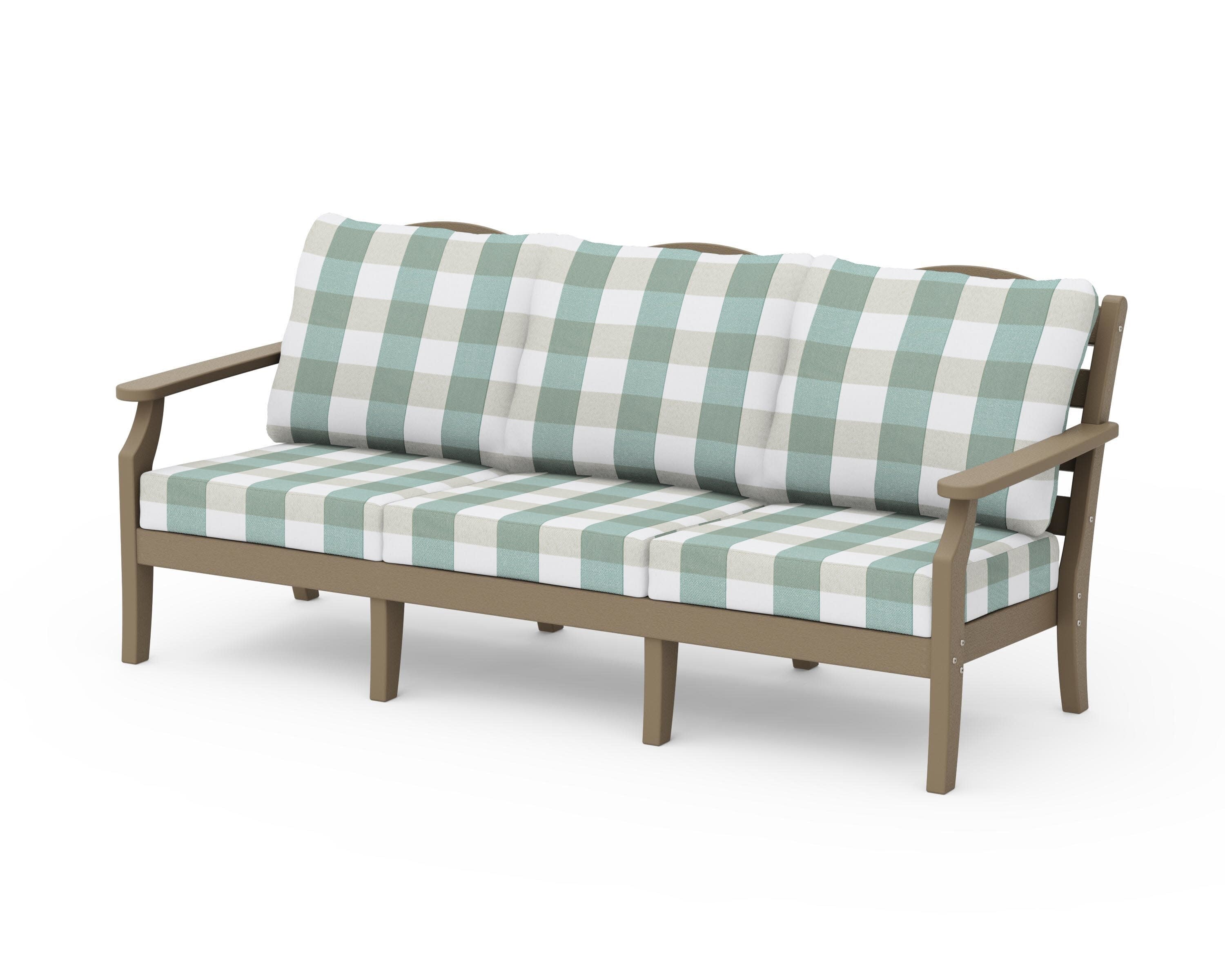 Savannah Deep Seating Sofa in Vintage Sahara / Buffalo Plaid Glacier Spa