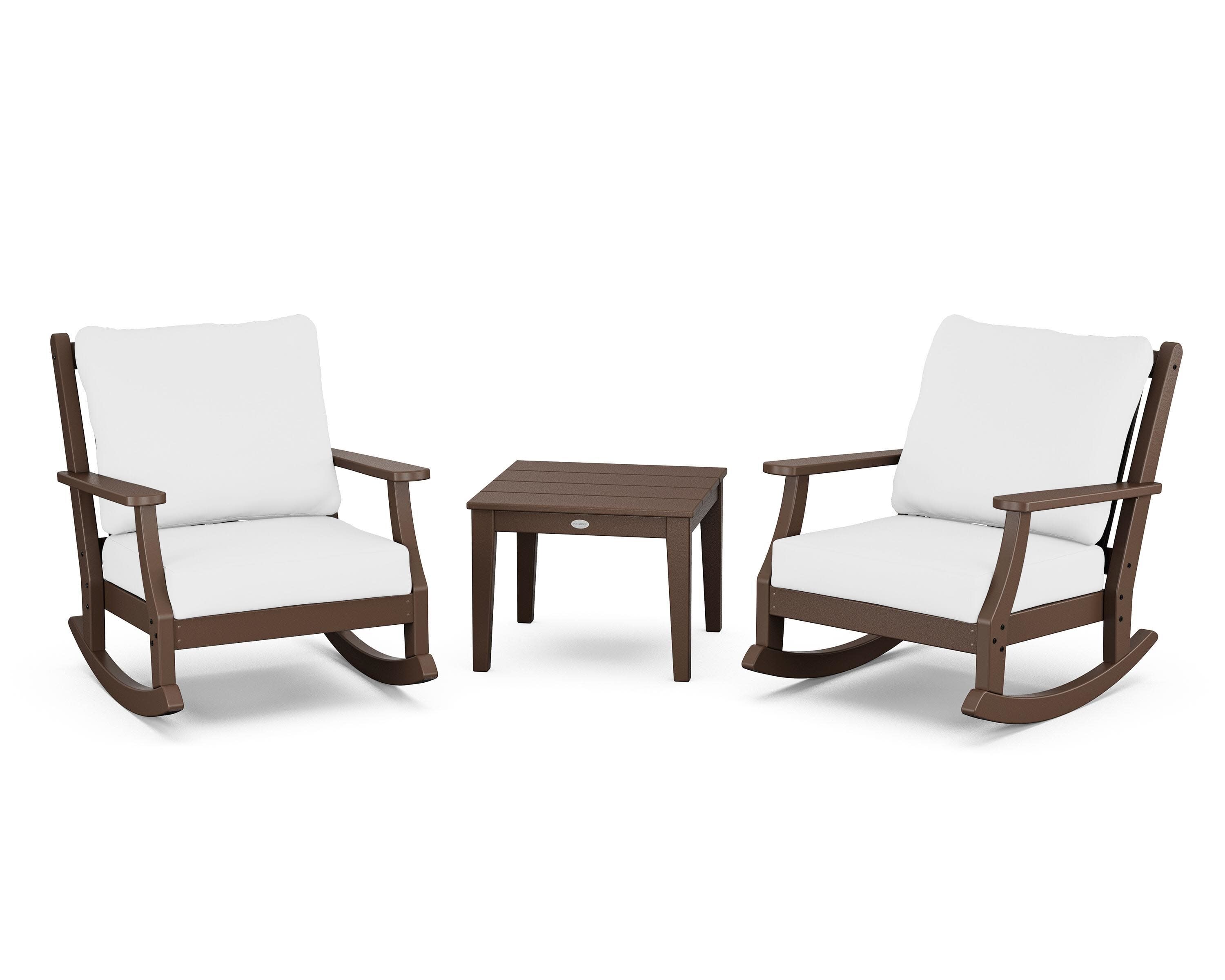 Wovendale 3-Piece Deep Seating Rocker Set in Mahogany / Natural