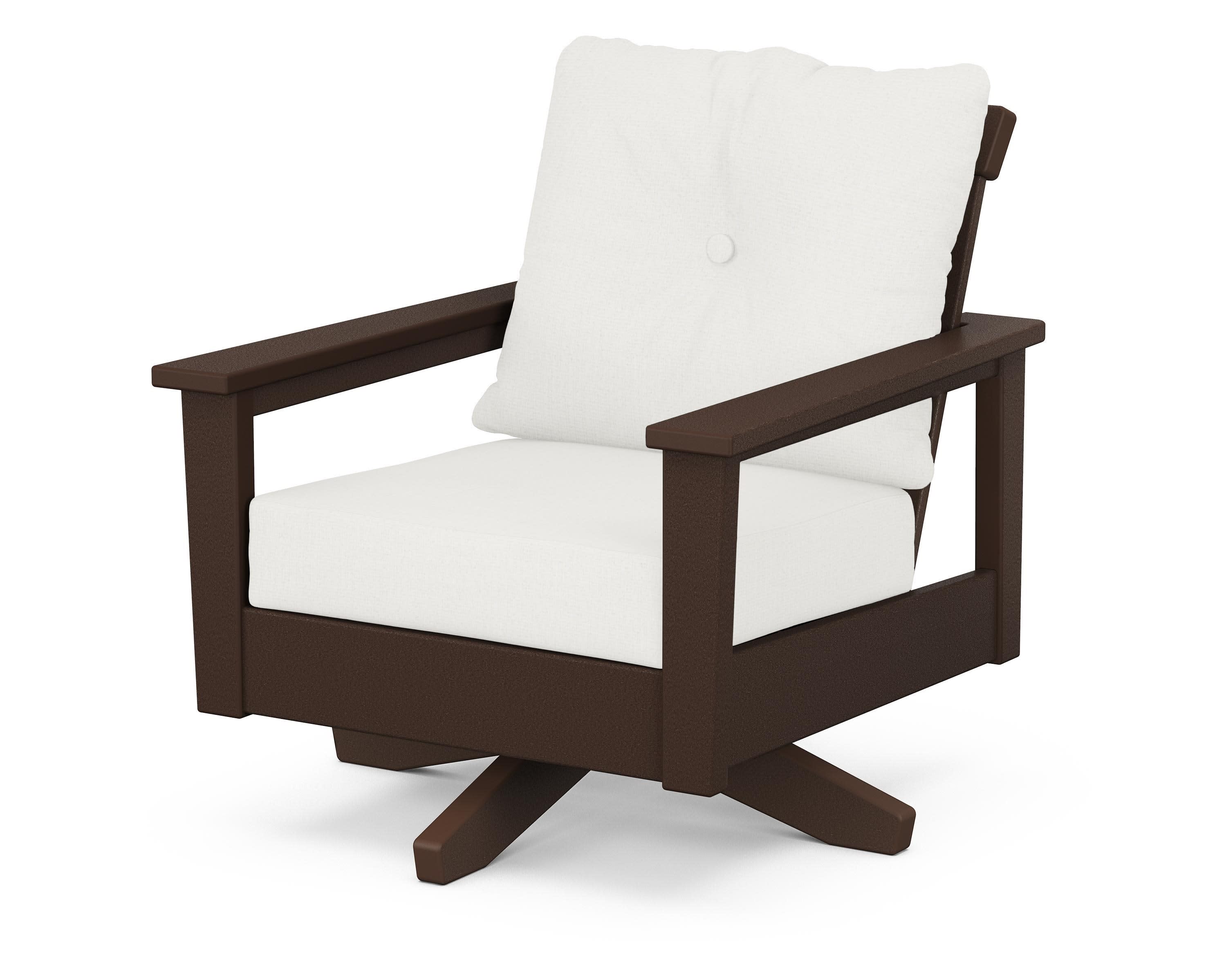 Prescott Deep Seating Swivel Chair in Mahogany / Natural Linen