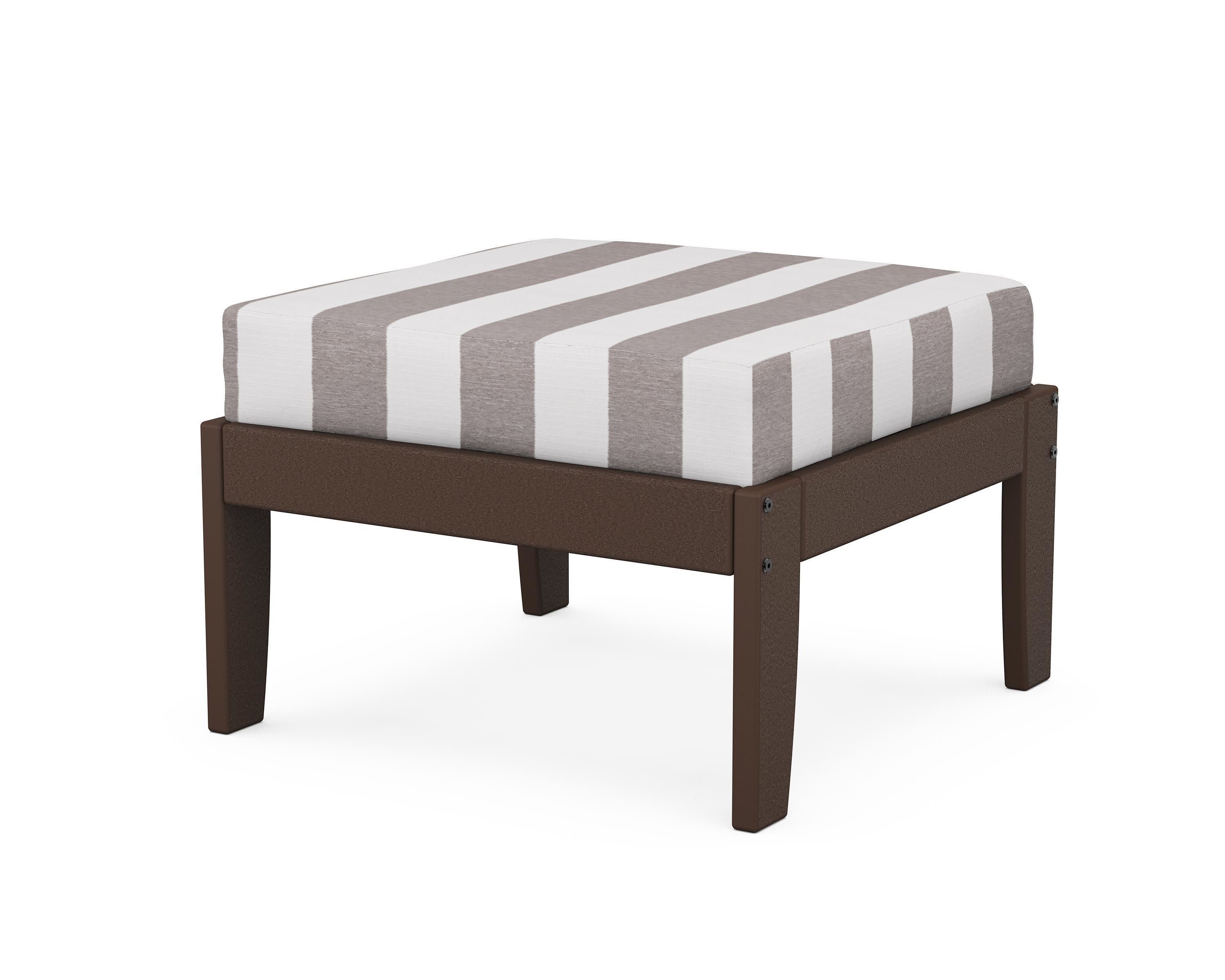 Modular Ottoman - Classic in Mahogany / Cabana Stripe Grey Mist