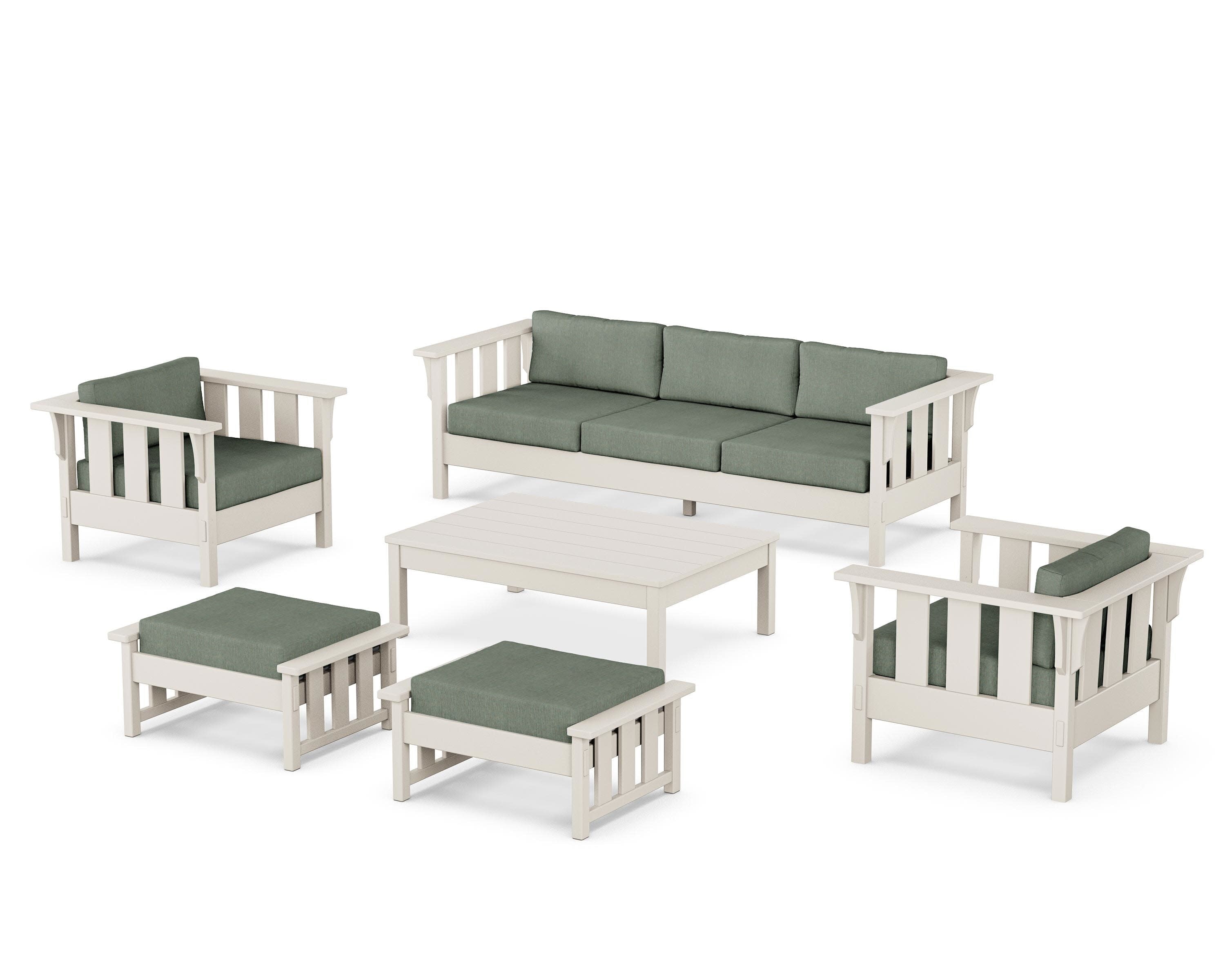 Acadia 6-Piece Lounge Sofa Set in Sand / Cast Sage