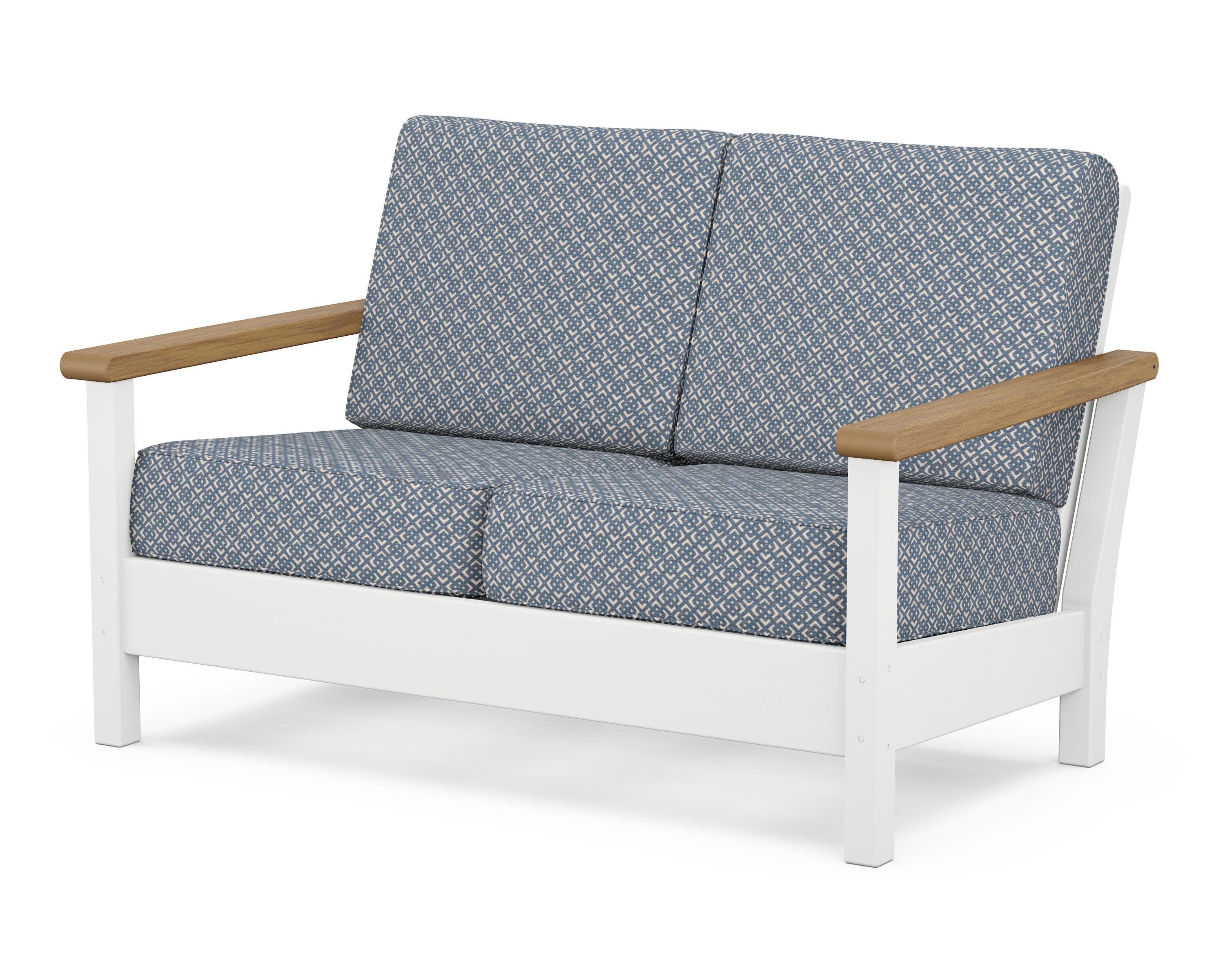 Harbour Deep Seating Loveseat in White / Natural / Hopscotch