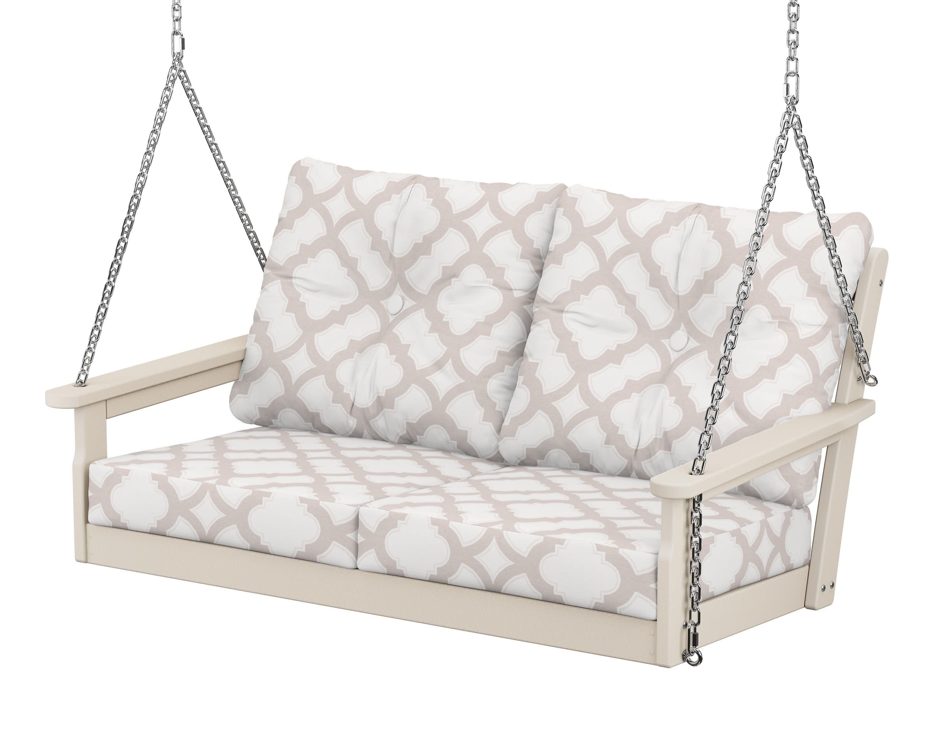 Vineyard Deep Seating Swing in Sand / Trellis Dune Burlap