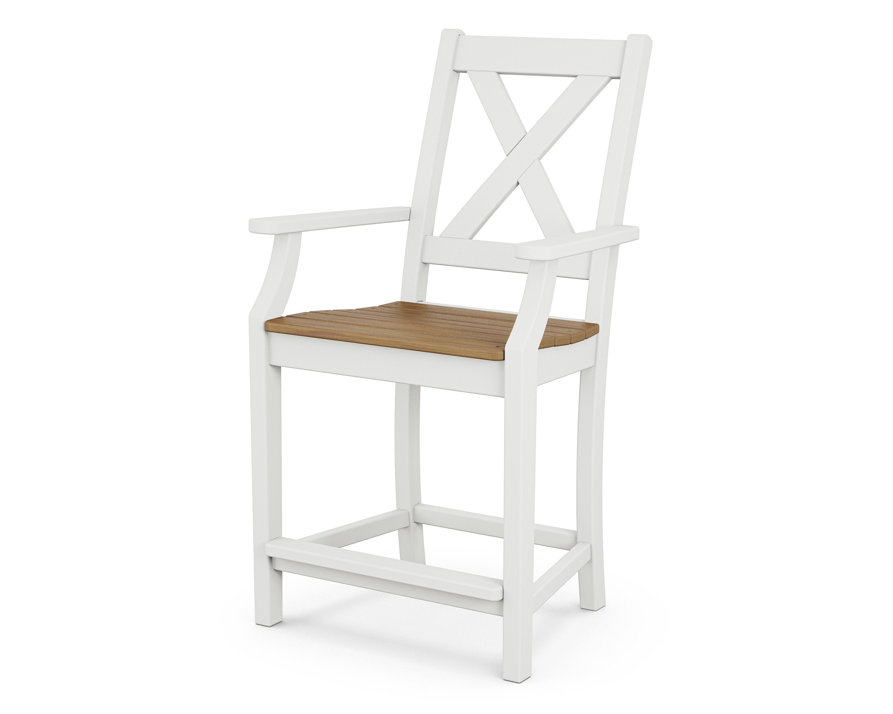 Braxton Counter Arm Chair in White / Natural