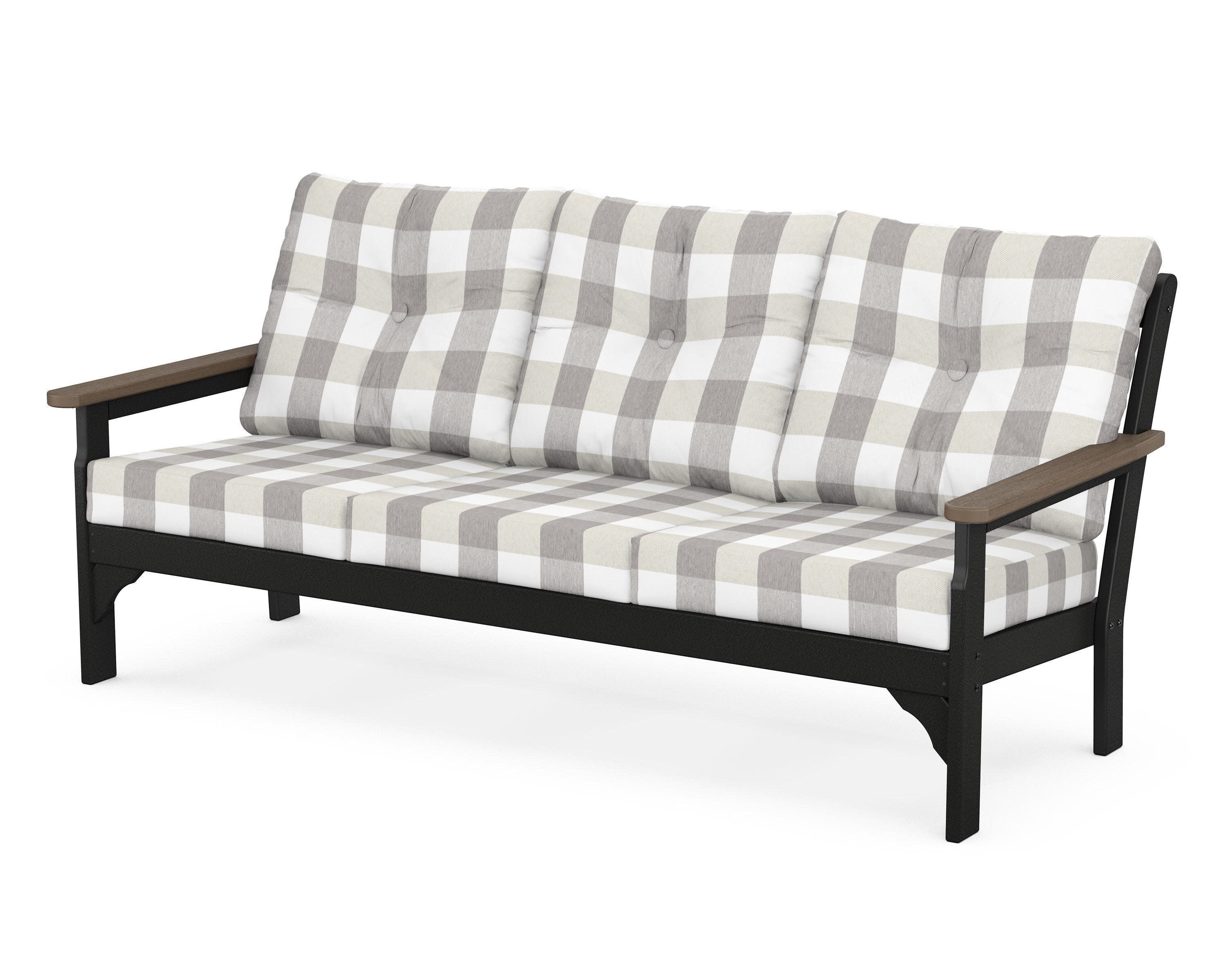 Vineyard Deep Seating Sofa in Black / Kona / Buffalo Plaid Grey Mist