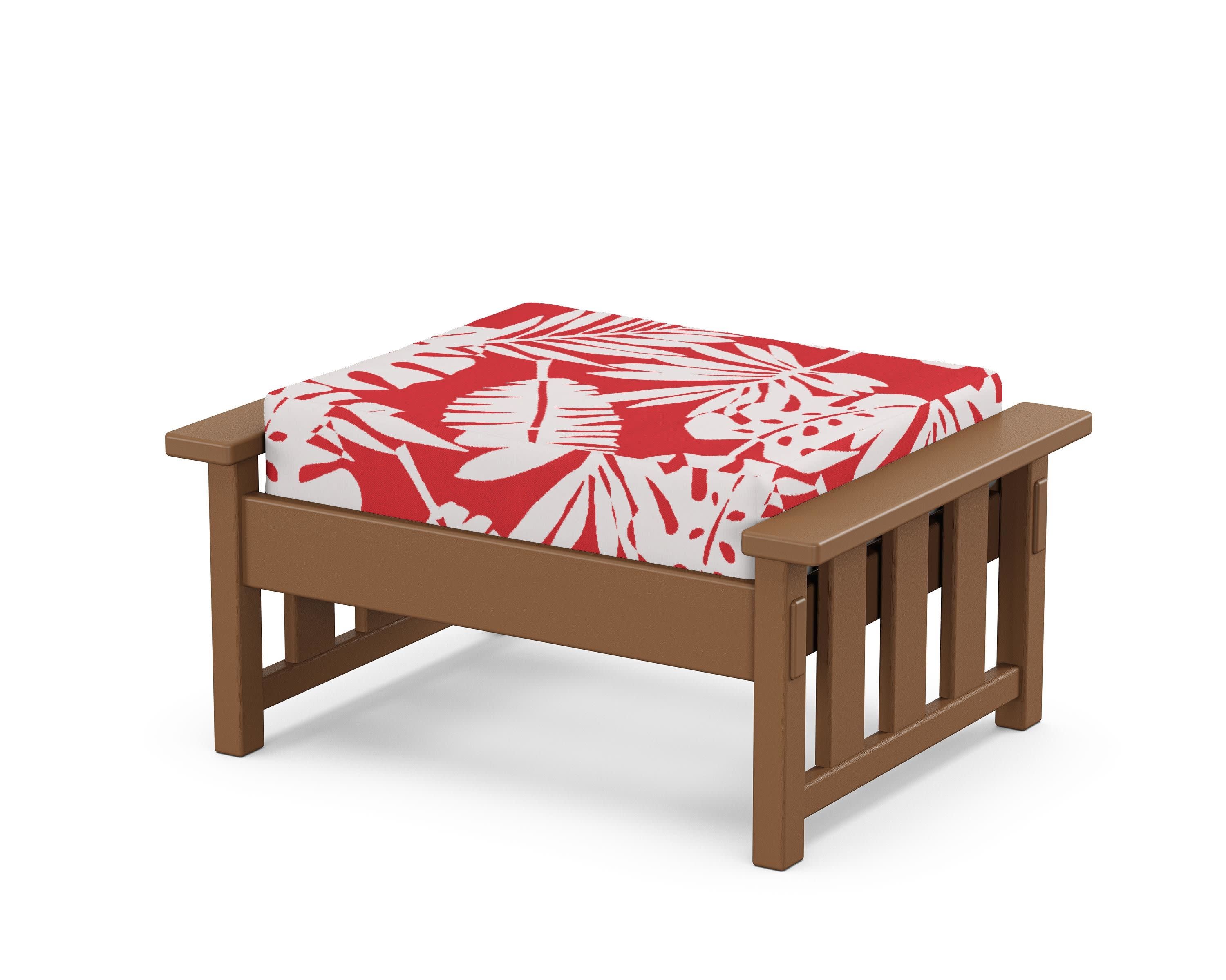 Acadia Deep Seating Ottoman in Teak / Leaf Crimson