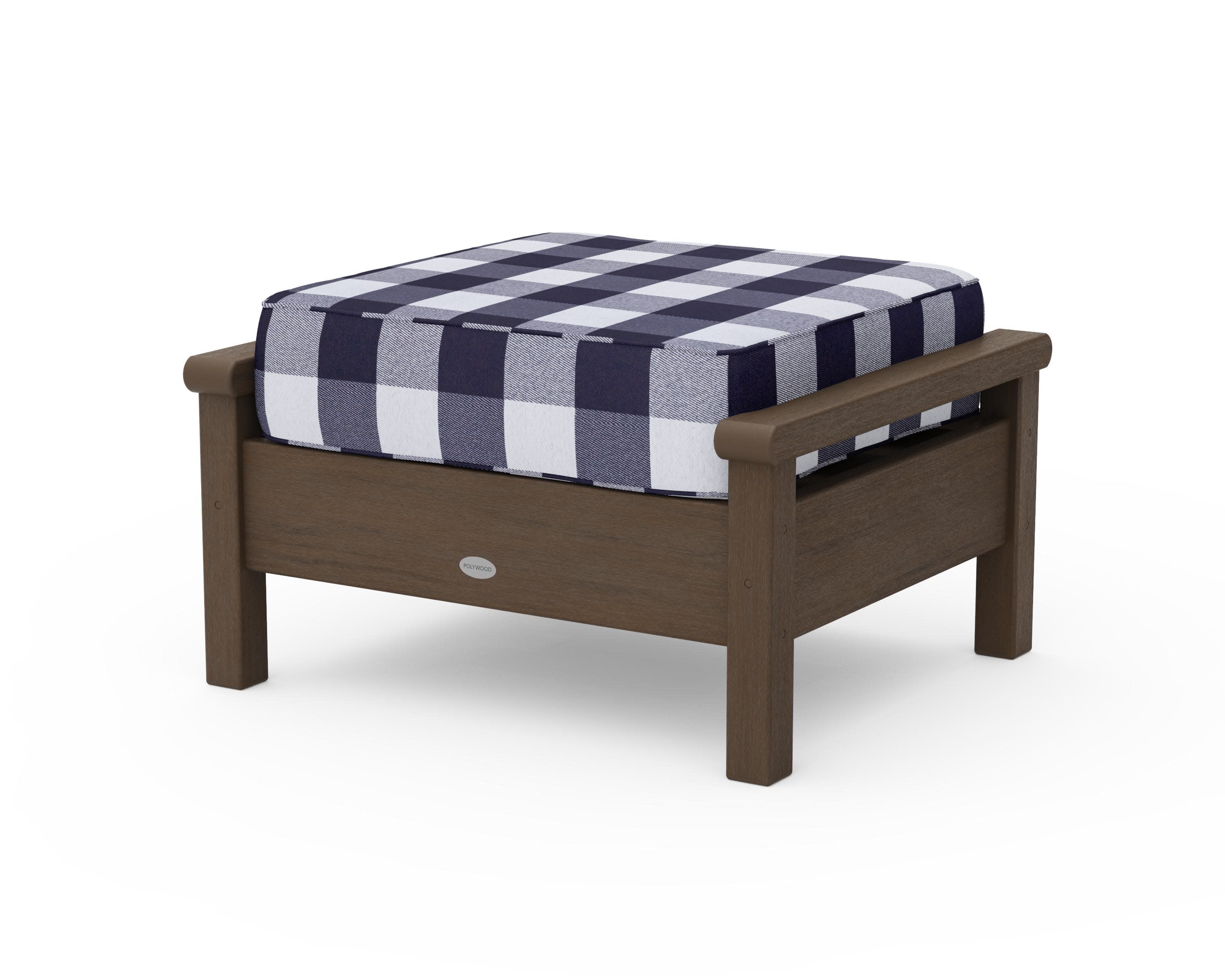 Harbour Deep Seating Ottoman in Kona / Buffalo Plaid Navy