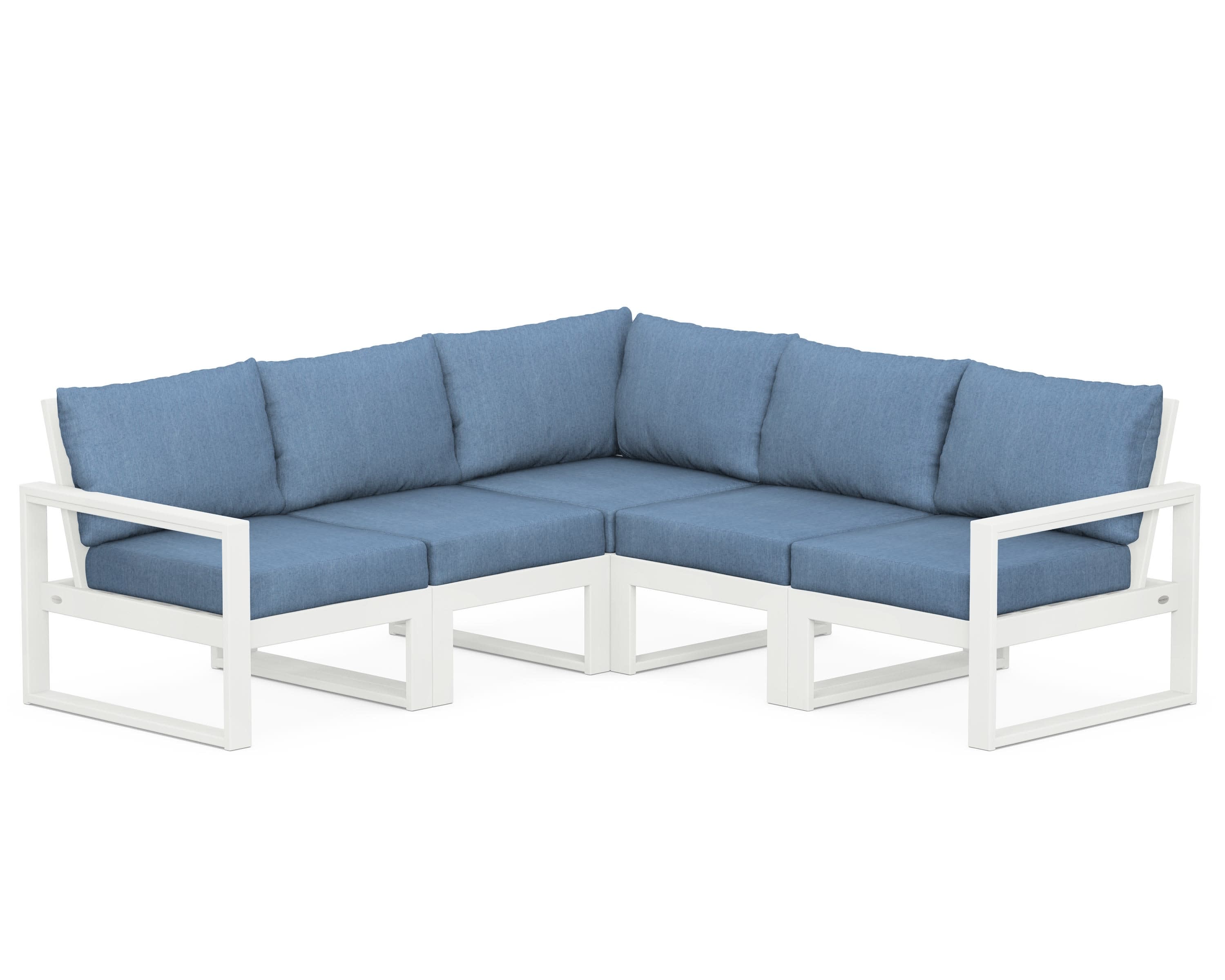 EDGE 5-Piece Modular Deep Seating Set in Vintage White / Sky Blue