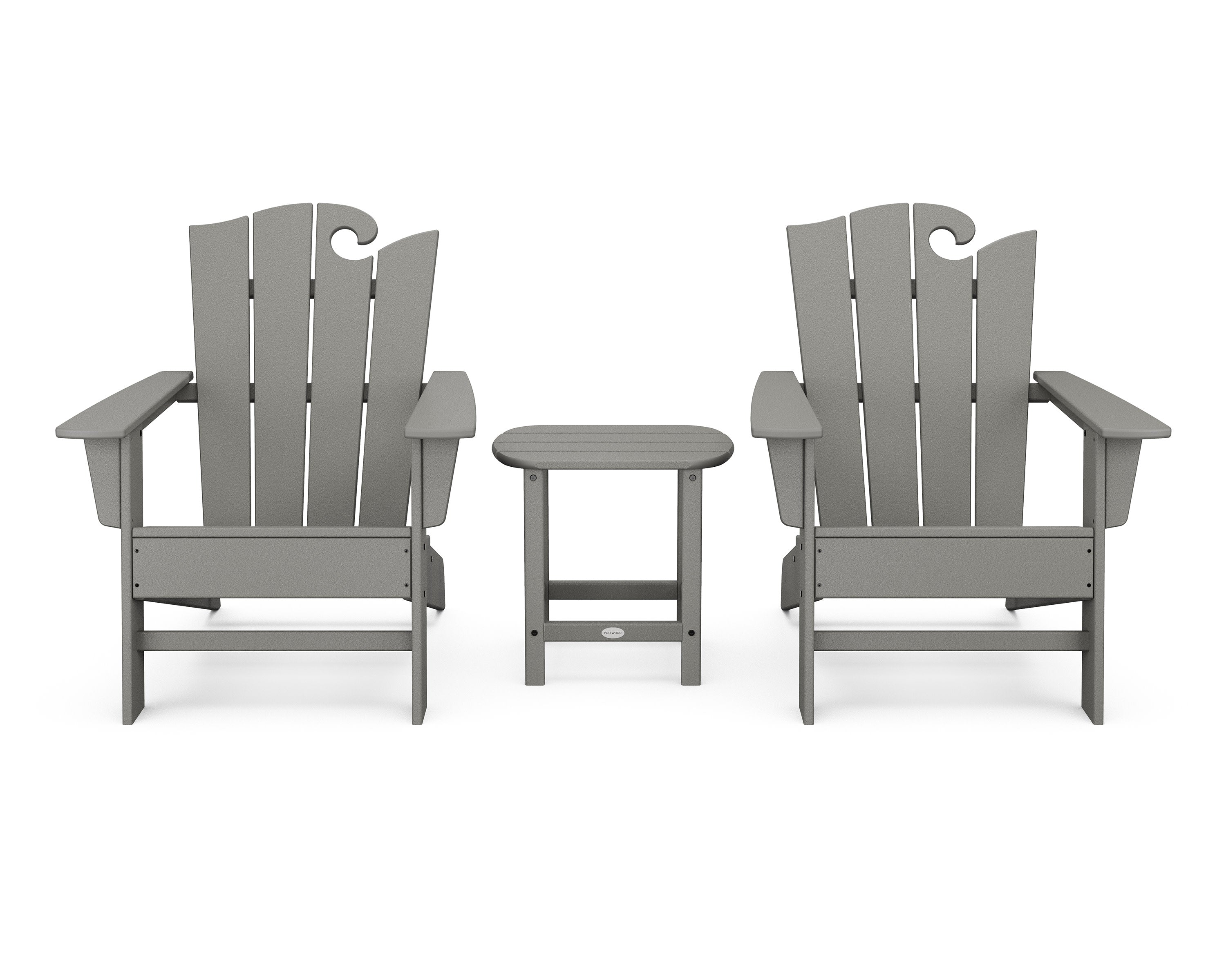 Wave 3-Piece Adirondack Set with The Ocean Chair in Slate Grey