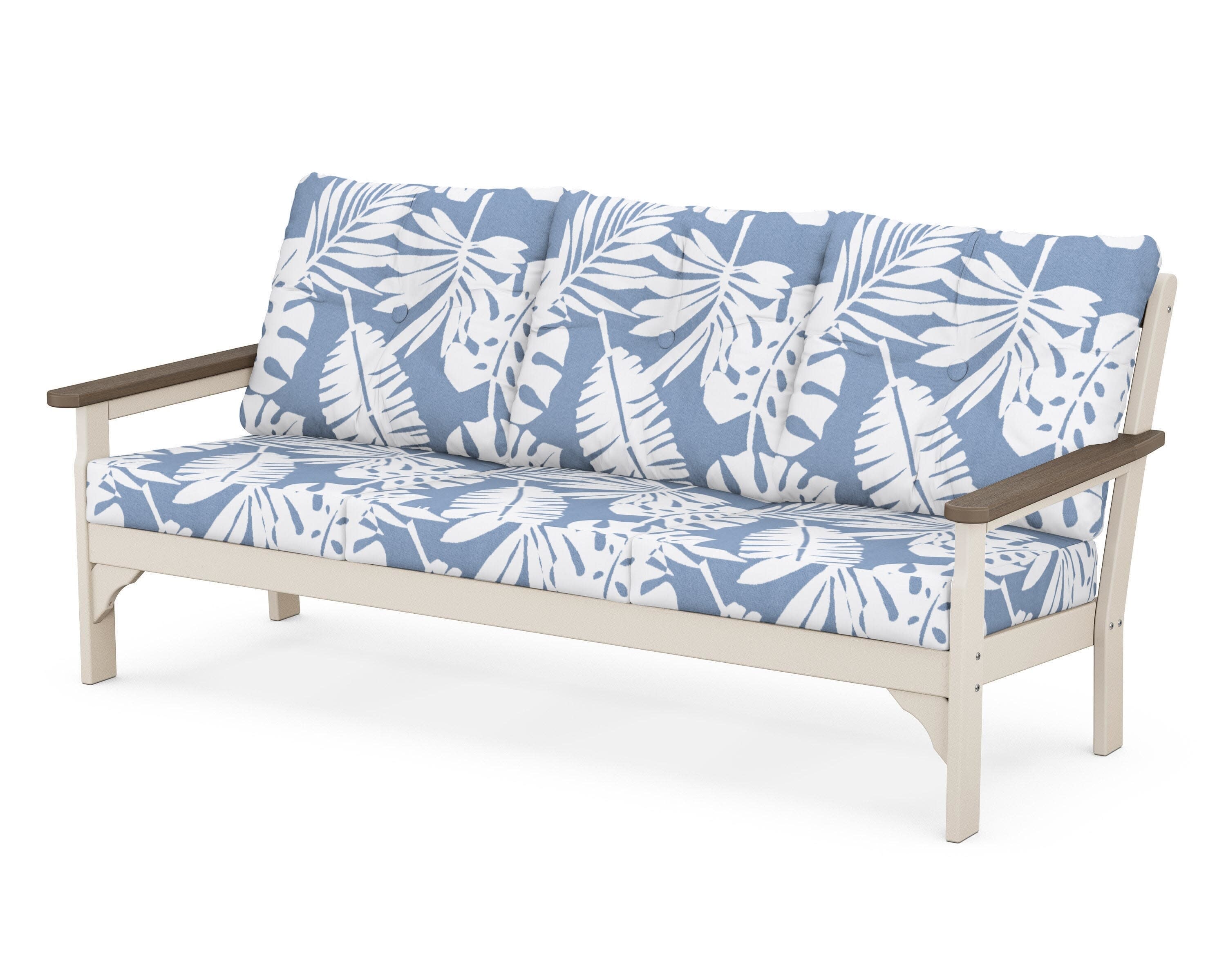 Vineyard Deep Seating Sofa in Sand / Kona / Leaf Sky Blue