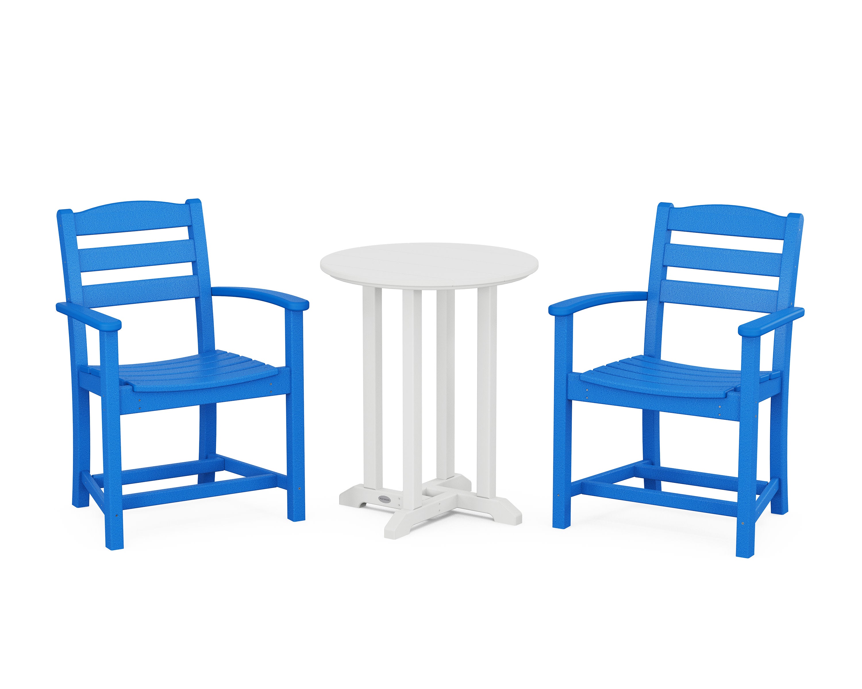 La Casa Caf 3-Piece Round Bistro Dining Set in Pacific Blue / White