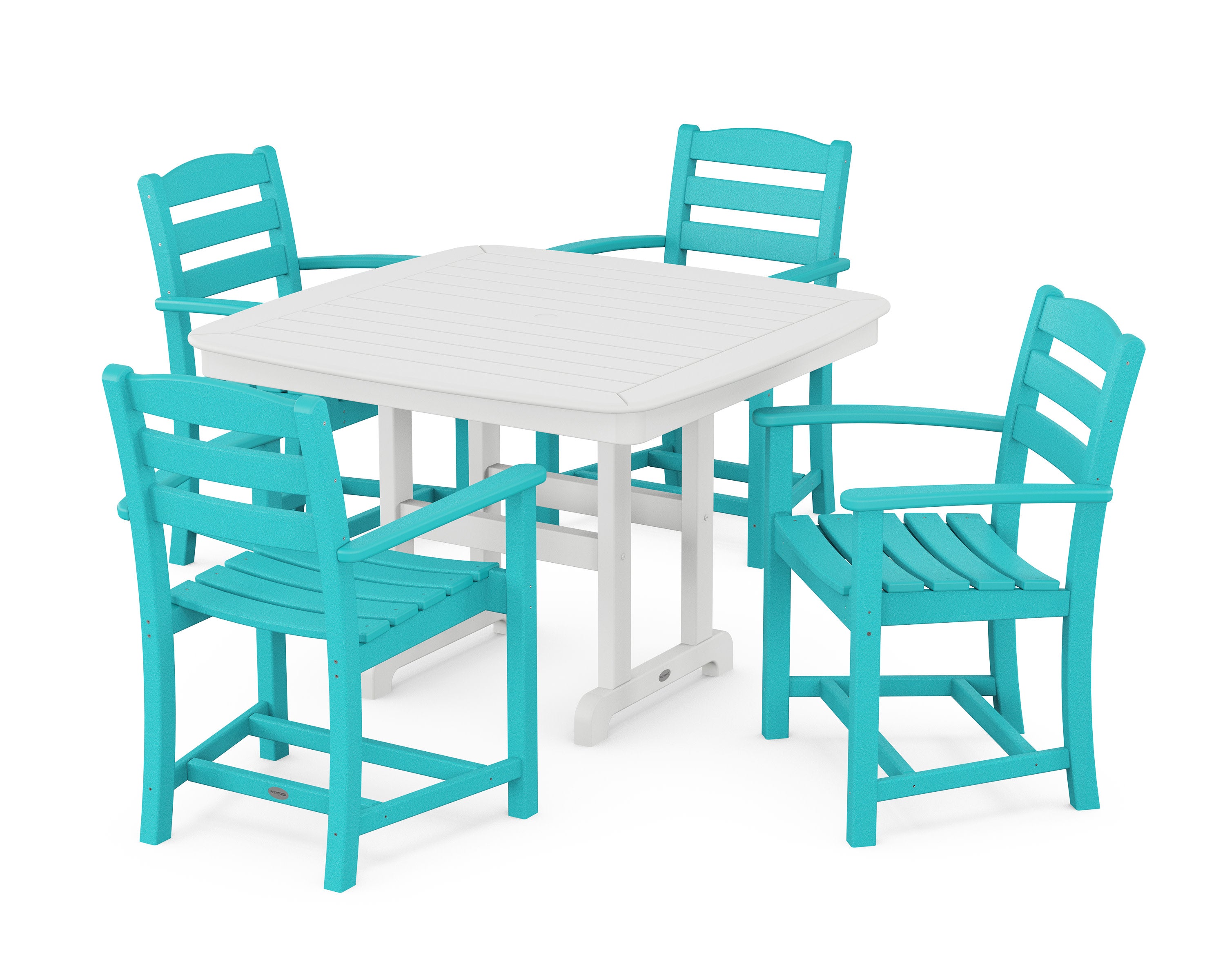 La Casa Caf 5-Piece Dining Set with Trestle Legs in Aruba / White