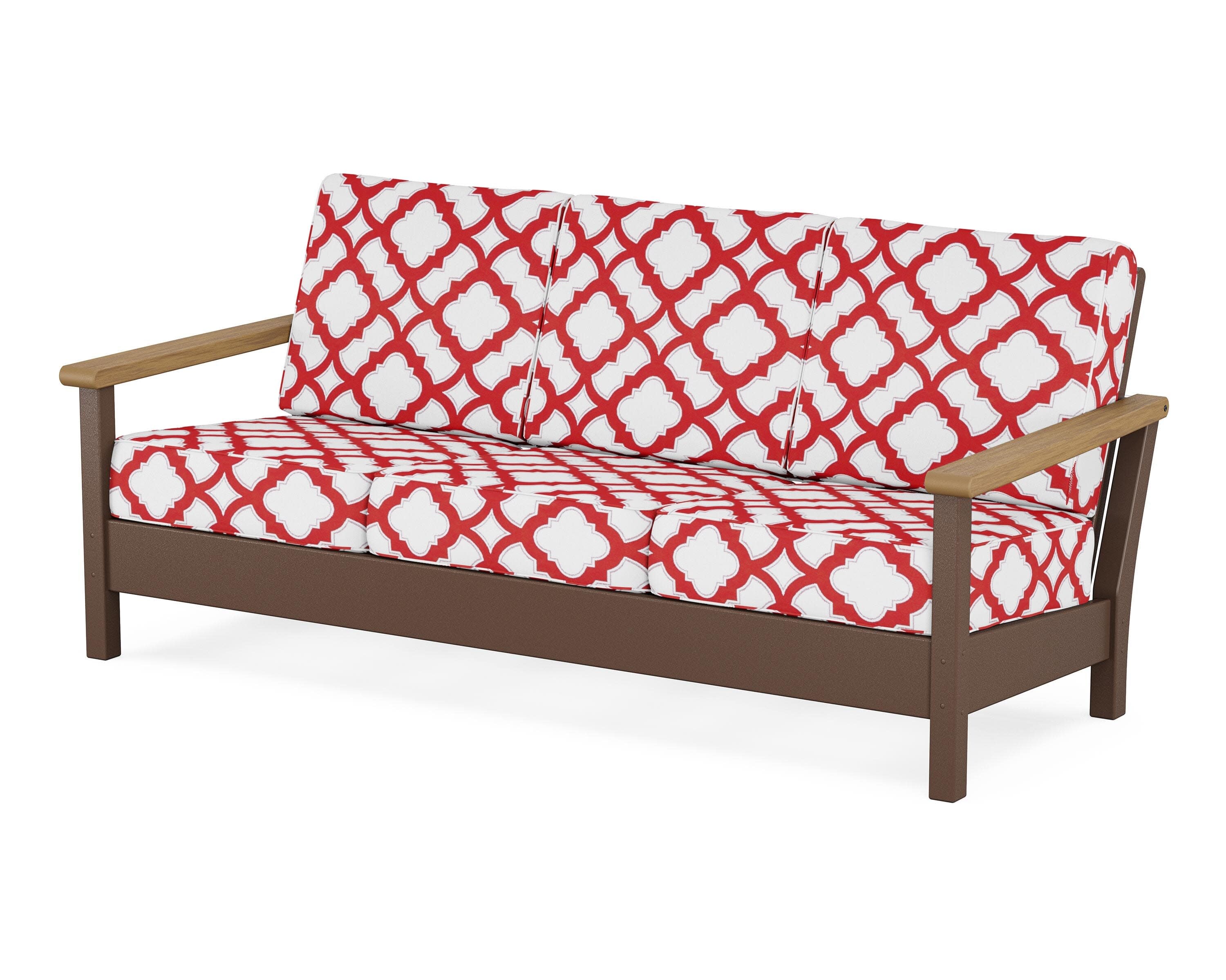 Harbour Deep Seating Sofa in Mahogany / Natural / Trellis Crimson