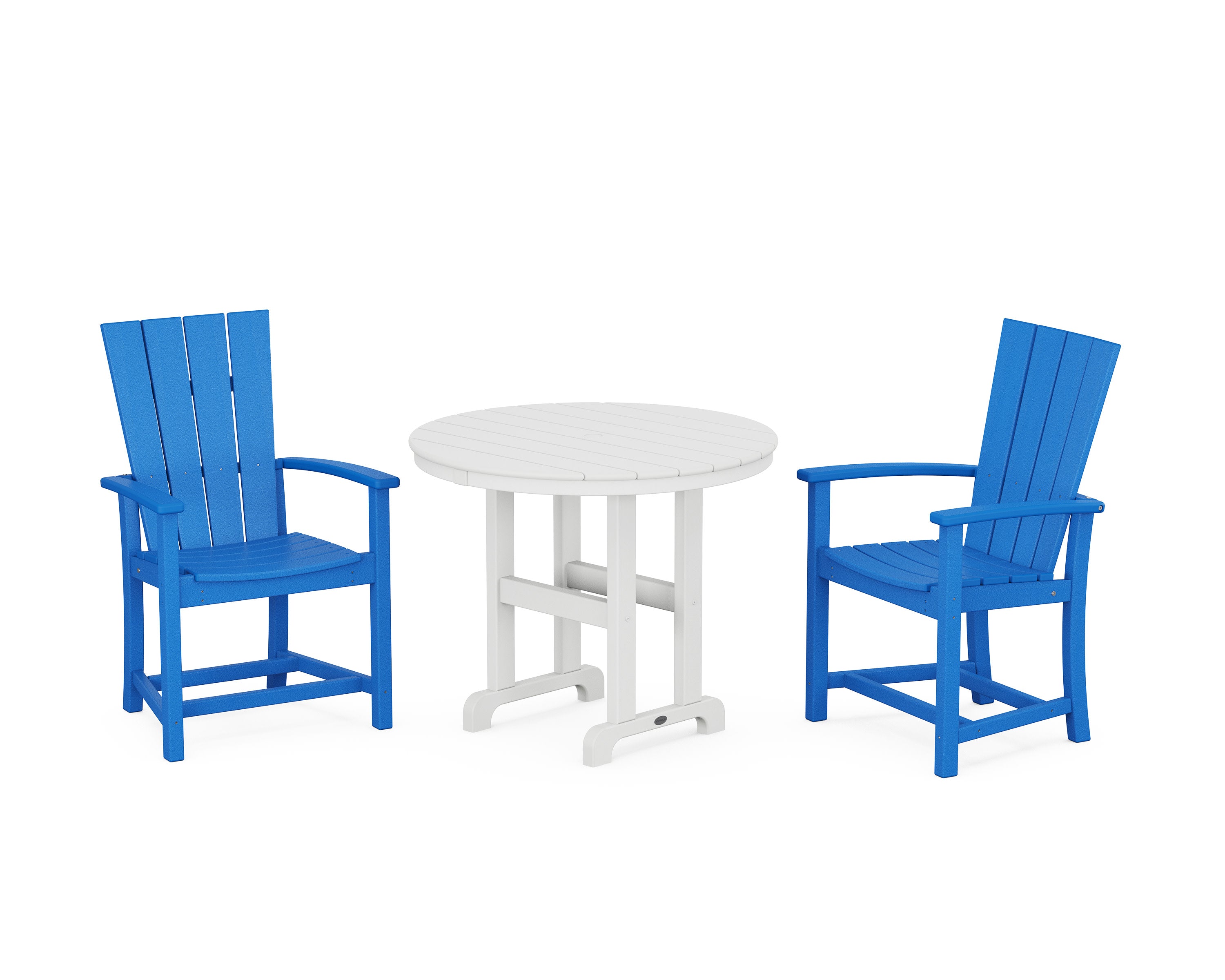 Quattro 3-Piece Round Farmhouse Dining Set in Pacific Blue / White