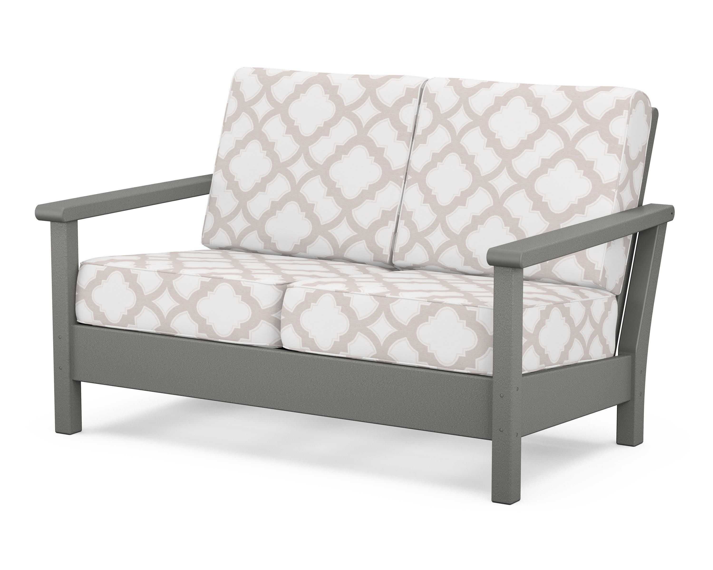 Harbour Deep Seating Loveseat in Slate Grey / Trellis Dune Burlap