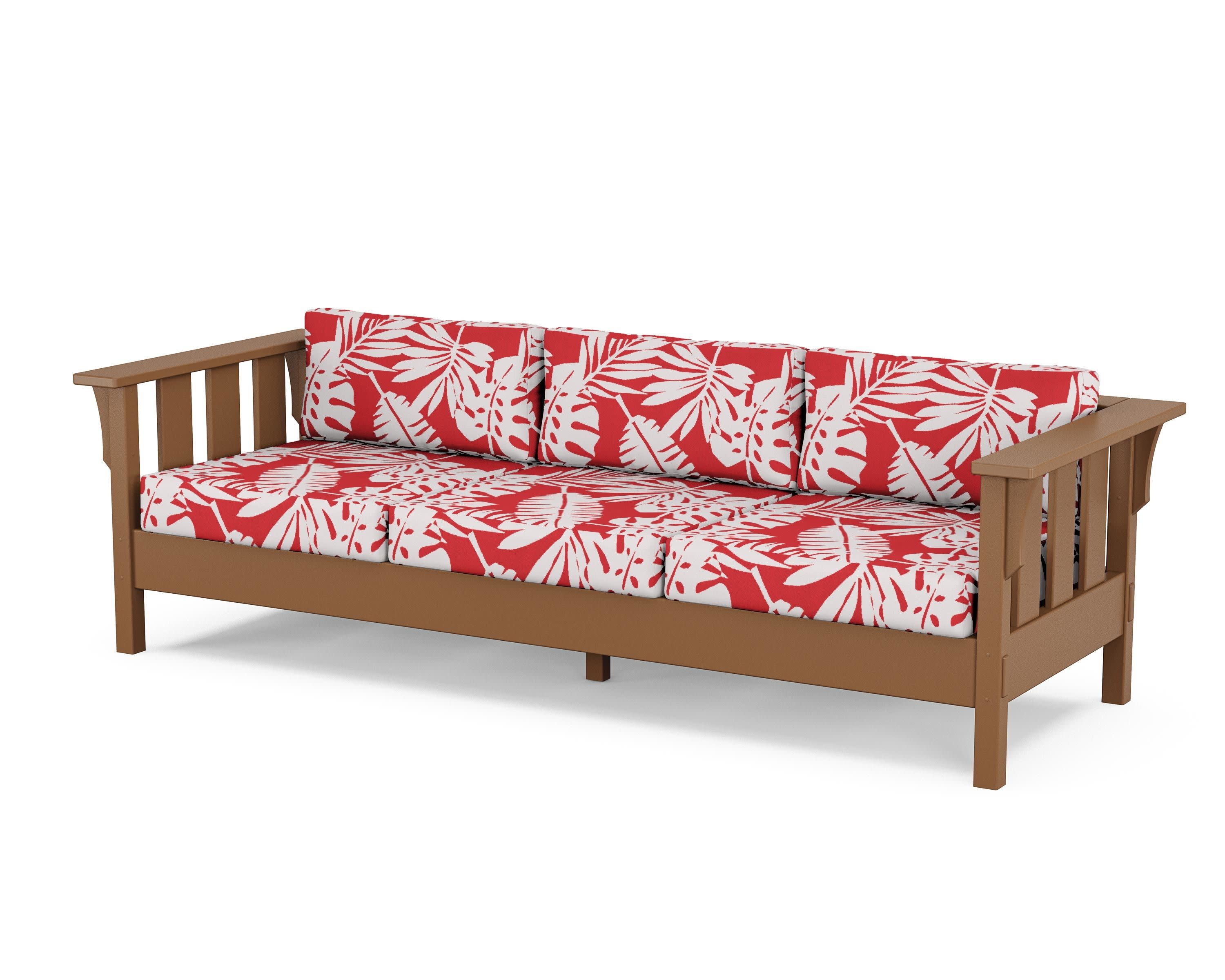 Acadia Deep Seating Sofa in Teak / Leaf Crimson