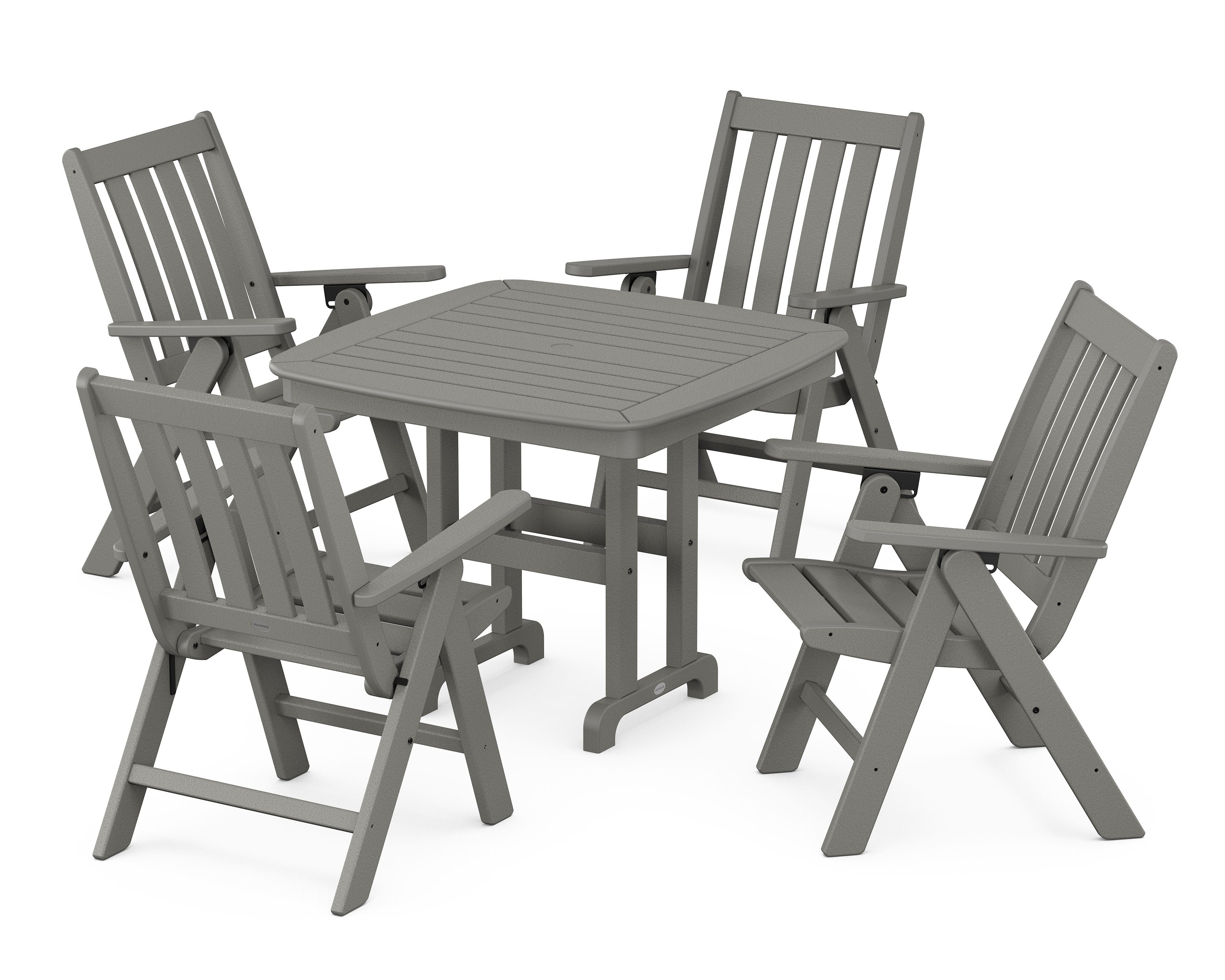 Vineyard Folding Chair 5-Piece Dining Set in Slate Grey