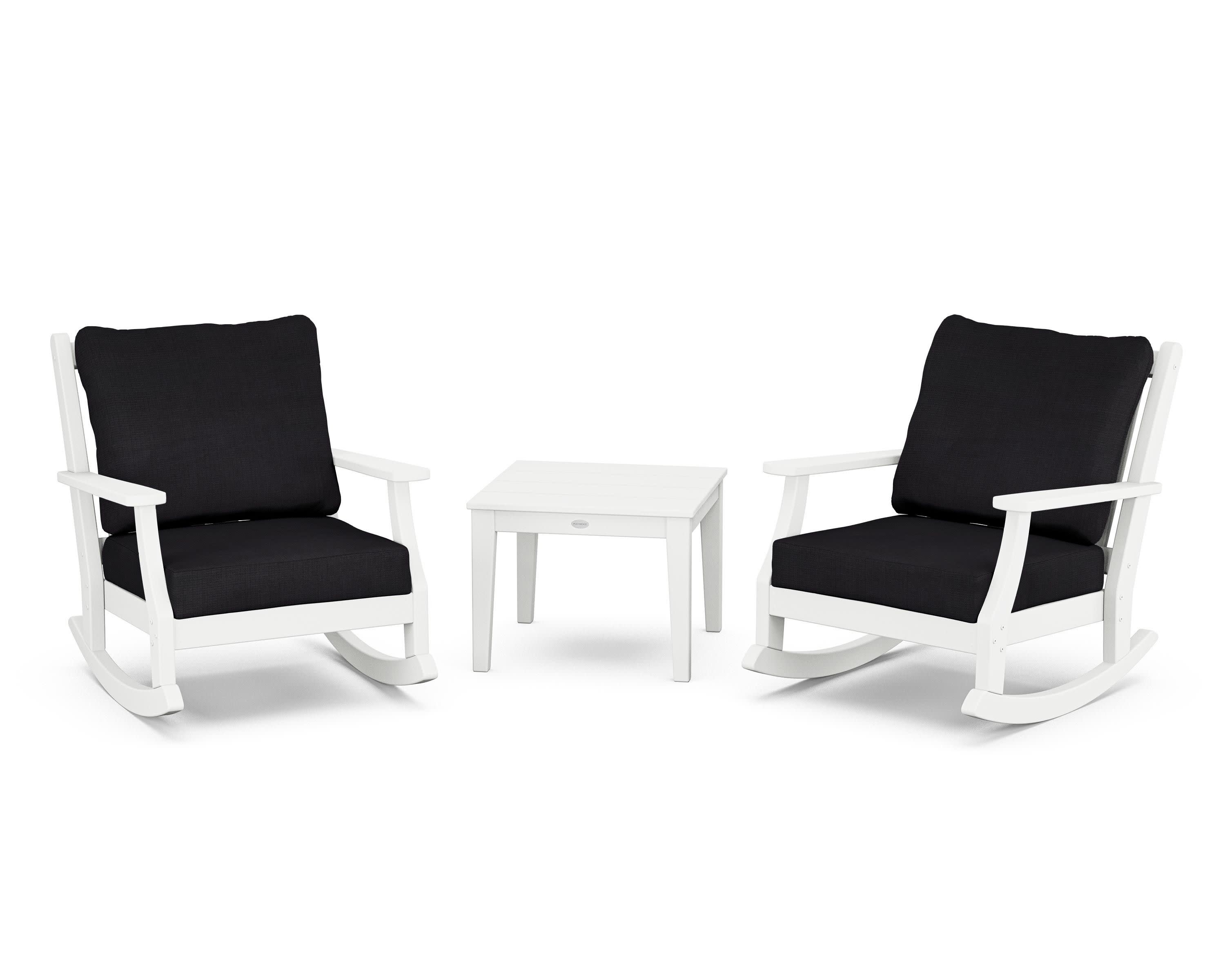 Wovendale 3-Piece Deep Seating Rocker Set in White / Midnight Linen