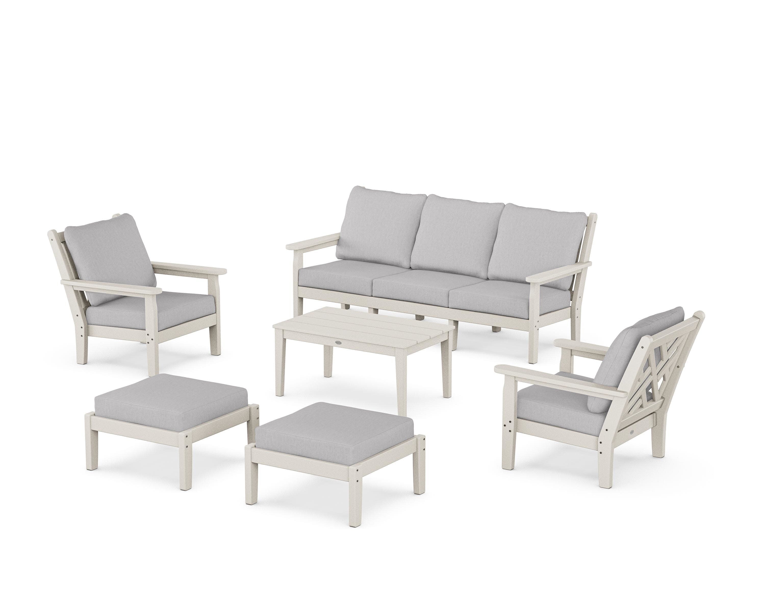 Chippendale 6-Piece Lounge Sofa Set in Sand / Granite