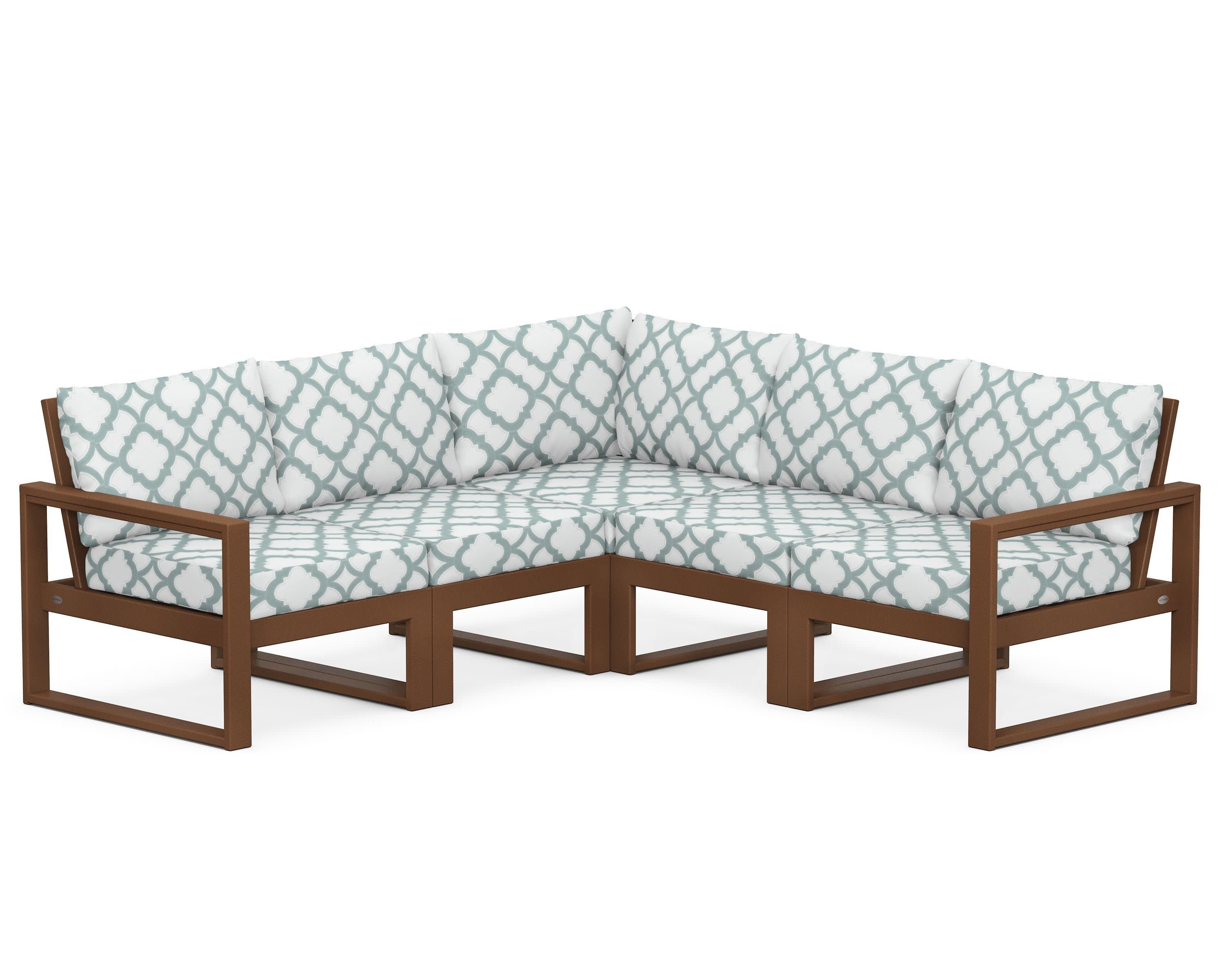 EDGE 5-Piece Modular Deep Seating Set in Teak / Trellis Glacier Spa