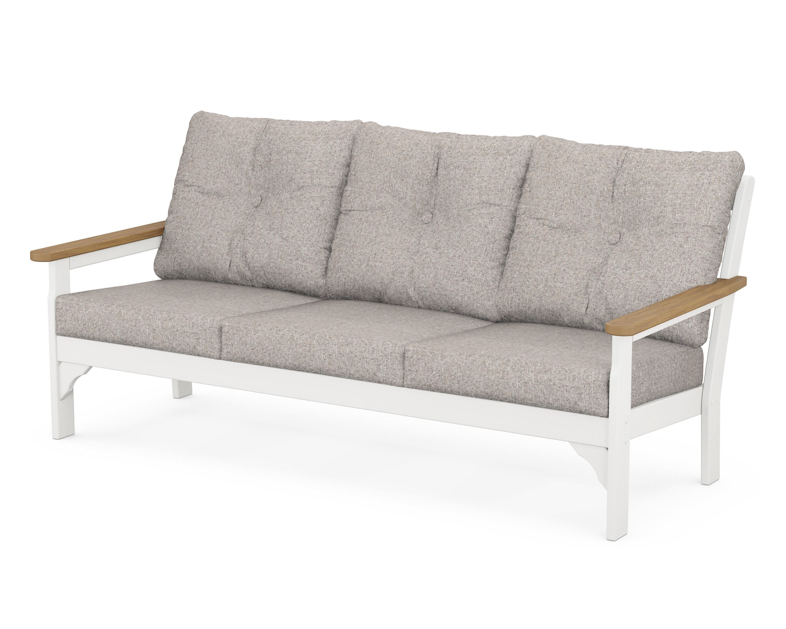 Vineyard Deep Seating Sofa in White / Natural / Weathered Tweed