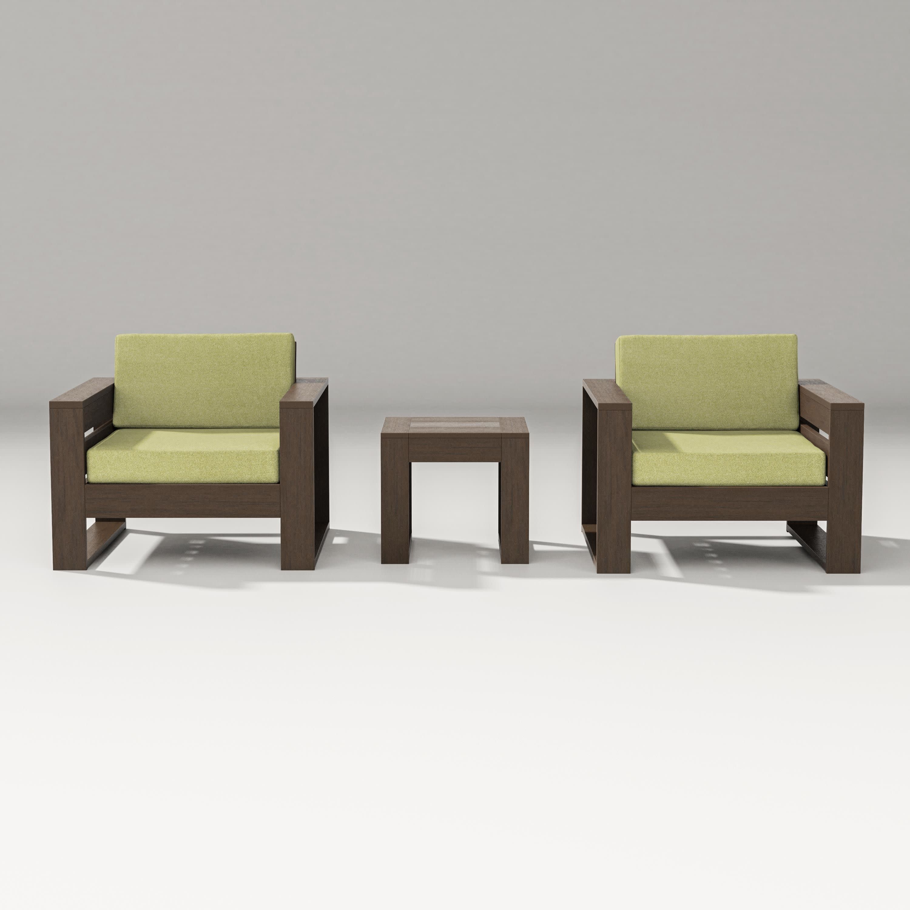 Latitude 3-Piece Lounge Chair Set in Kona / Chartreuse Boucle