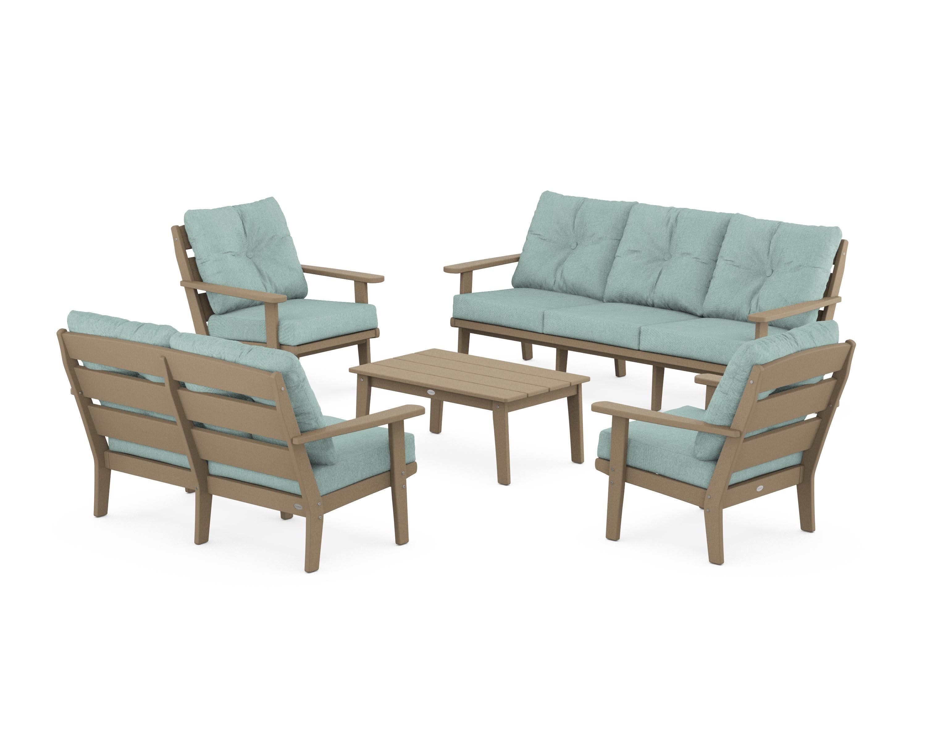 Lakeside 5-Piece Lounge Sofa Set in Vintage Sahara / Glacier Spa