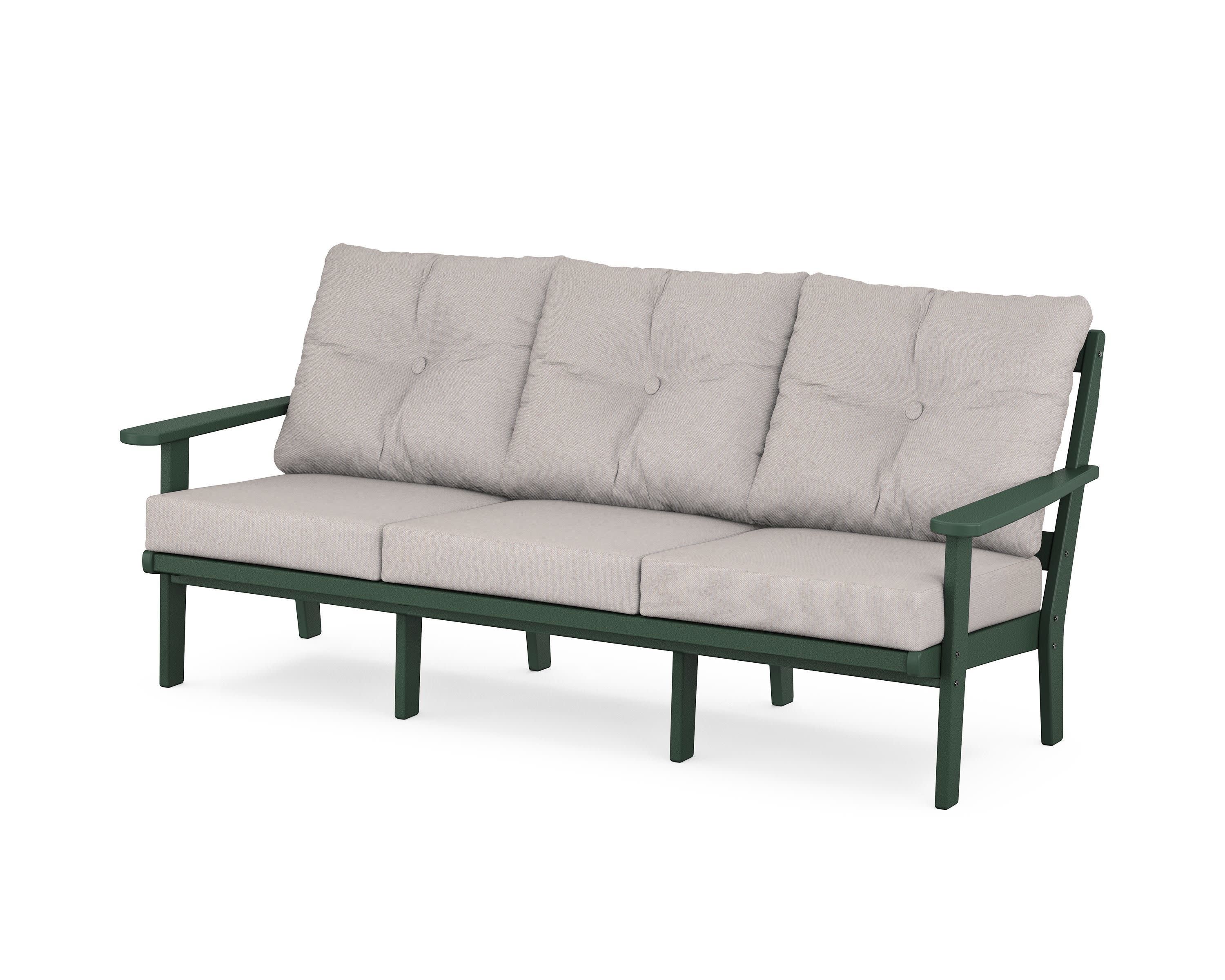 Mission Deep Seating Sofa in Green / Dune Burlap