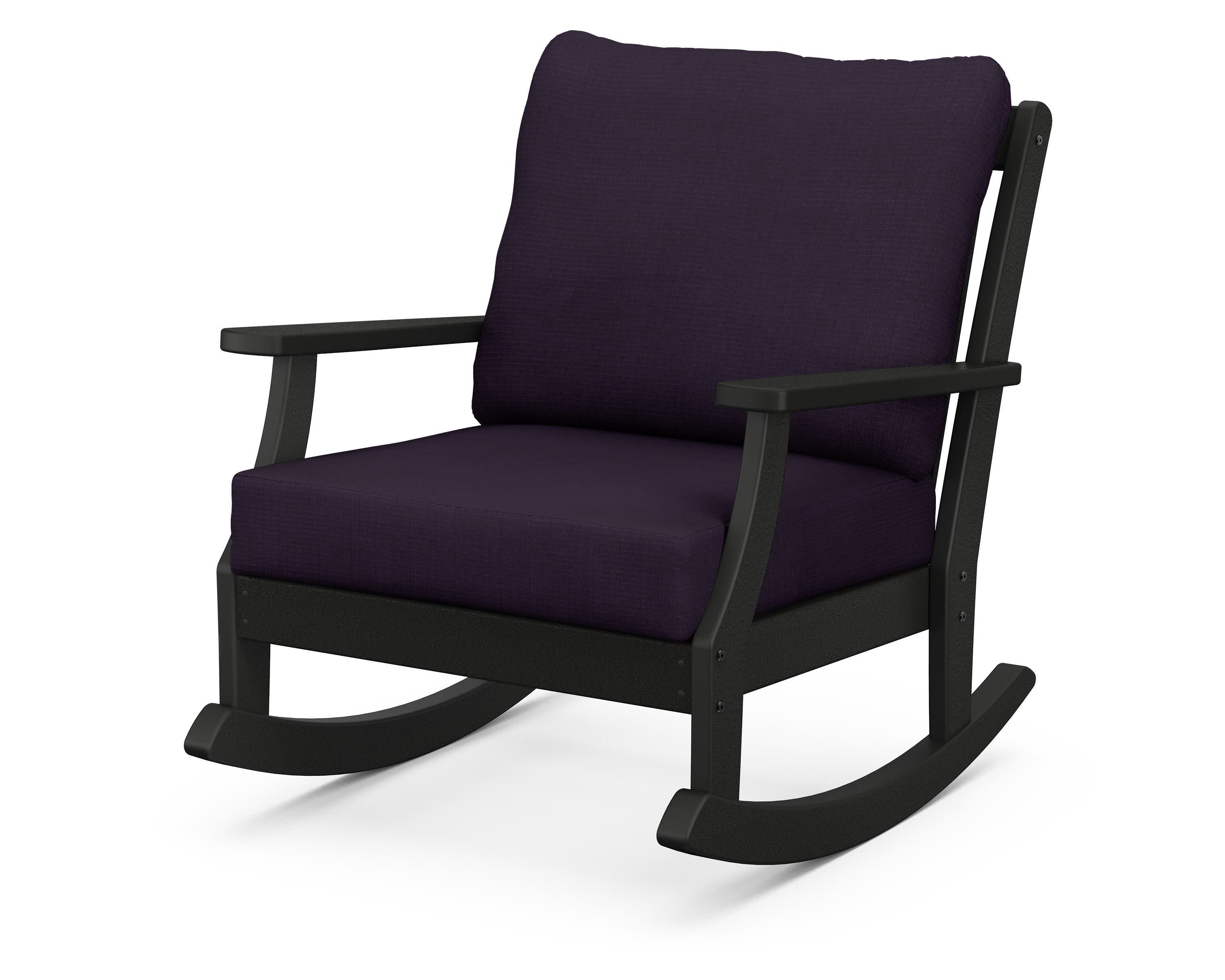 Braxton Deep Seating Rocking Chair in Black / Navy Linen