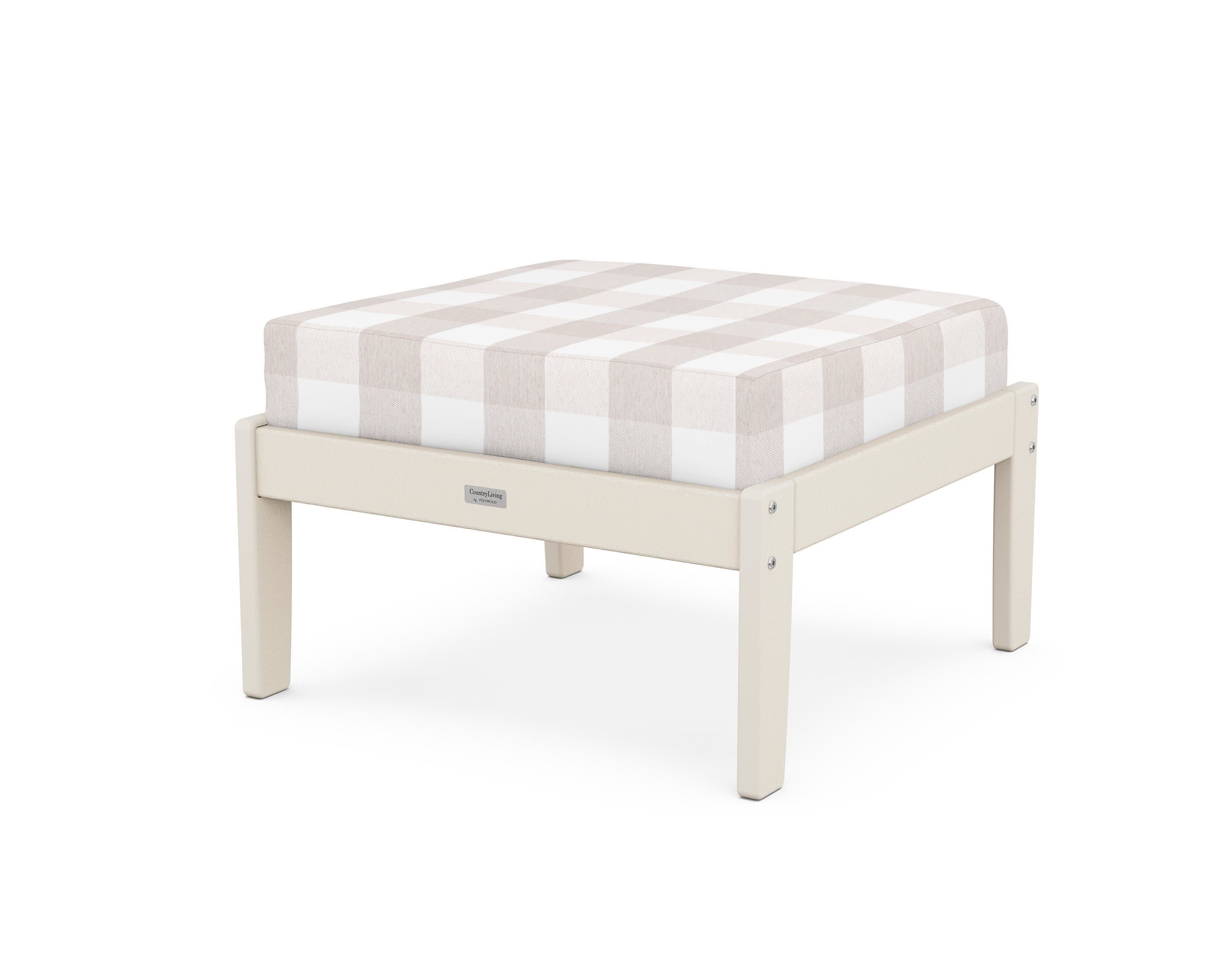 Cottage Deep Seating Ottoman in Sand / Buffalo Plaid Dune Burlap