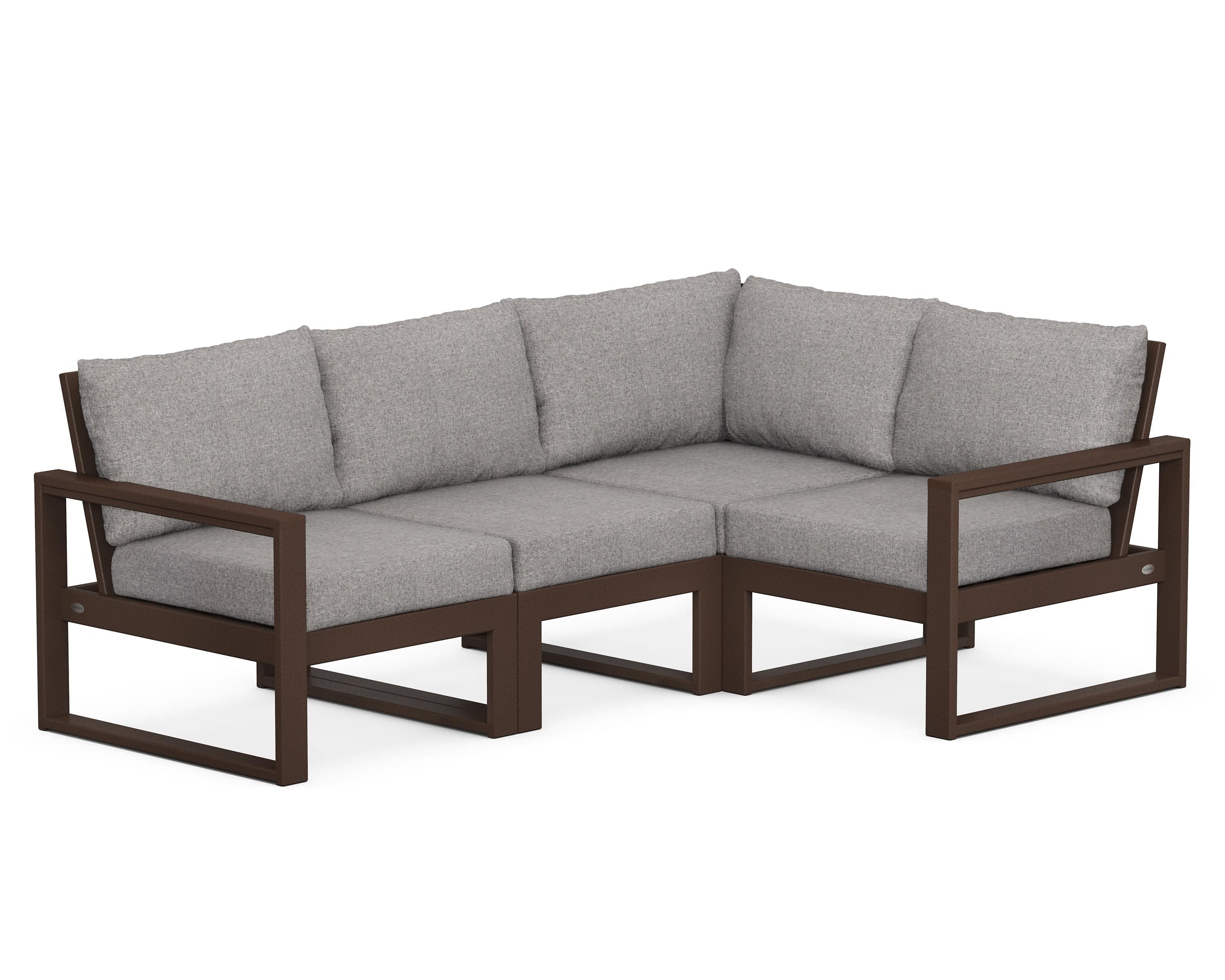 EDGE 4-Piece Modular Deep Seating Set in Mahogany / Grey Mist