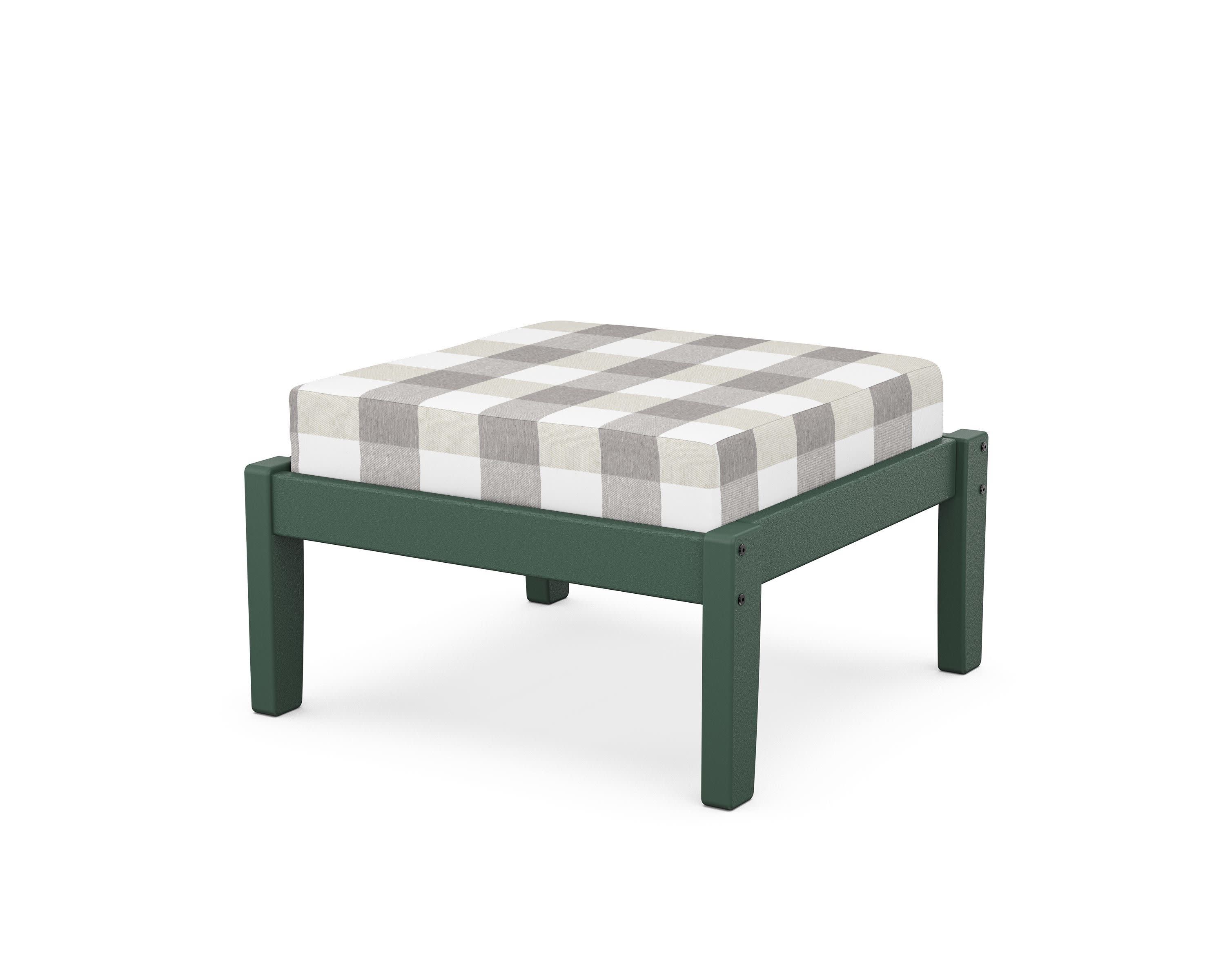 Deep Seating Ottoman in Green / Buffalo Plaid Grey Mist