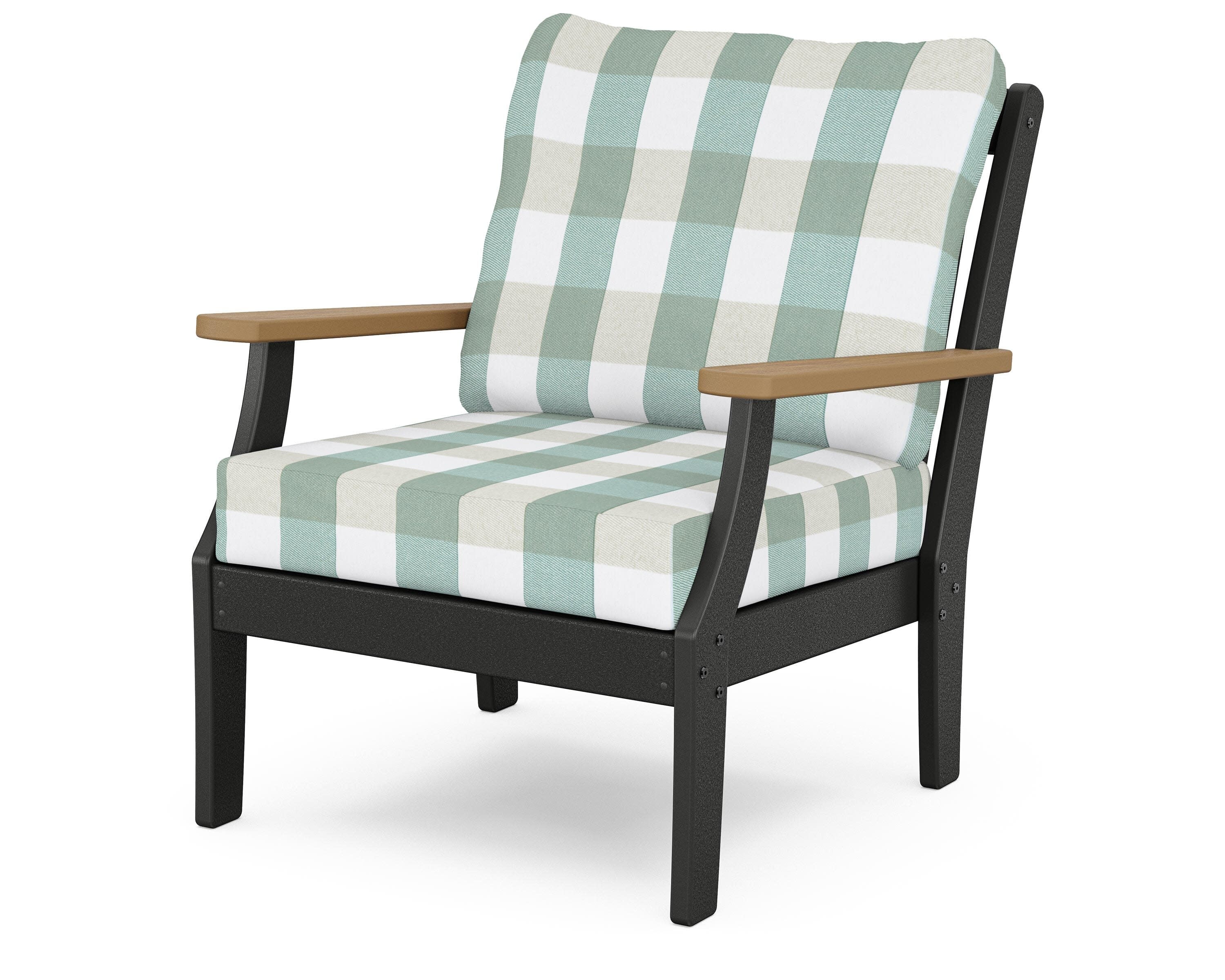Braxton Deep Seating Chair in Black / Natural / Buffalo Plaid Glacier Spa