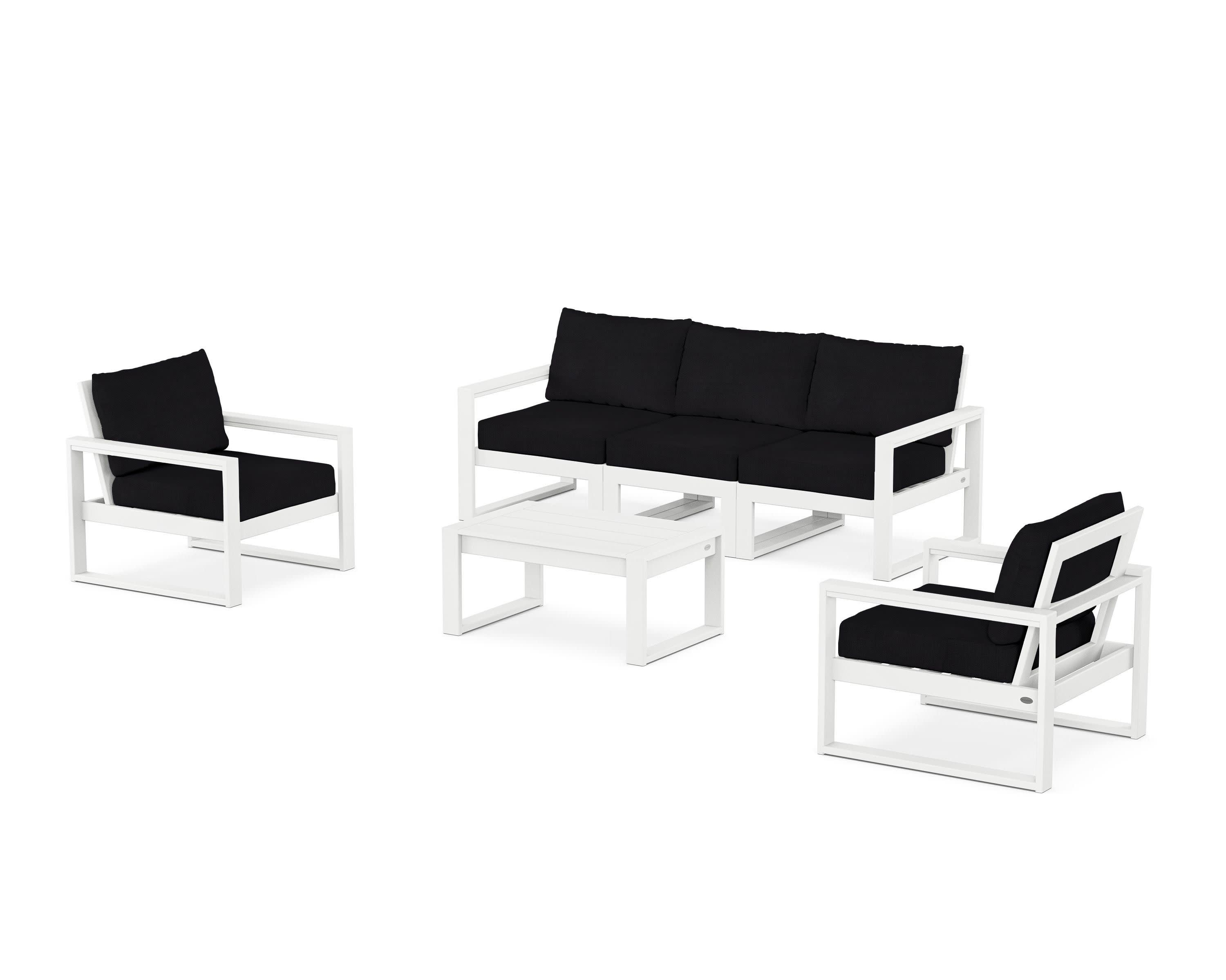 EDGE Sectional 4-Piece Deep Seating Set with Sofa in White / Midnight Linen
