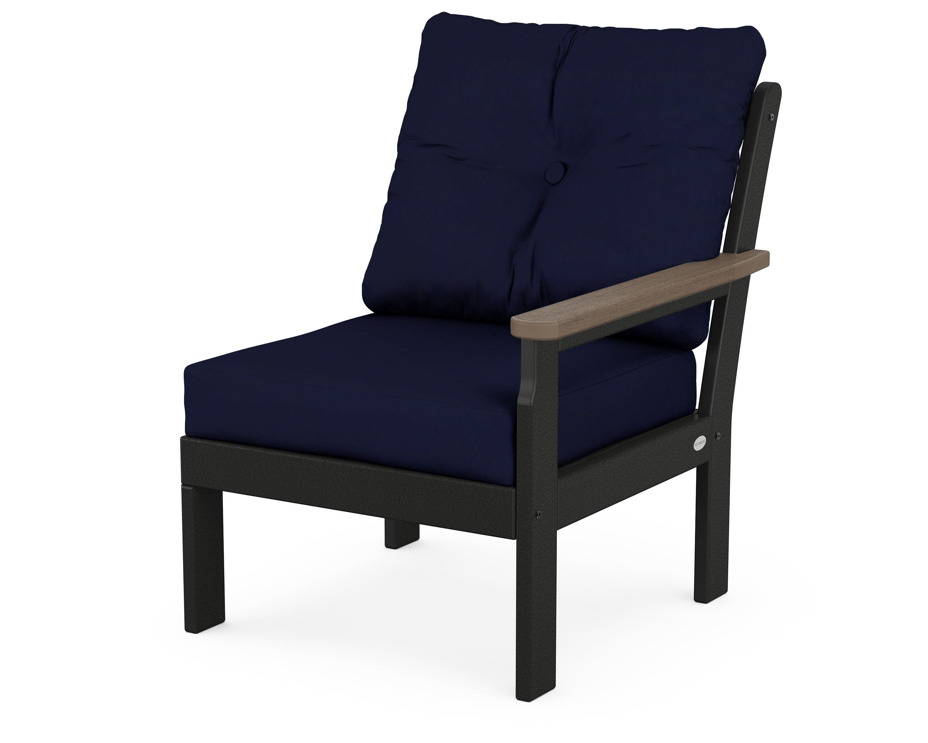 Vineyard Modular Right Arm Chair in Black / Kona / Navy