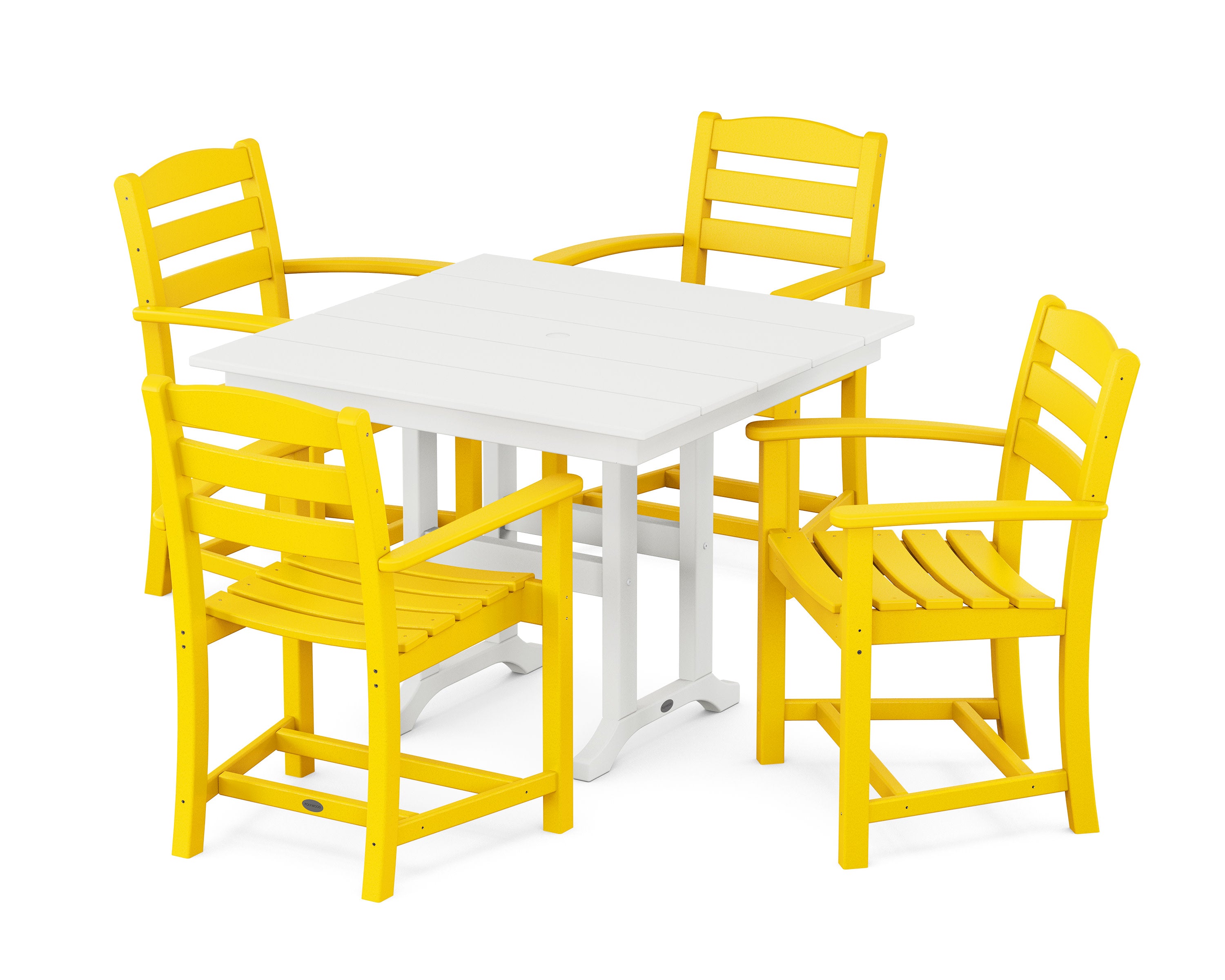 La Casa Caf 5-Piece Farmhouse Dining Set in Lemon / White
