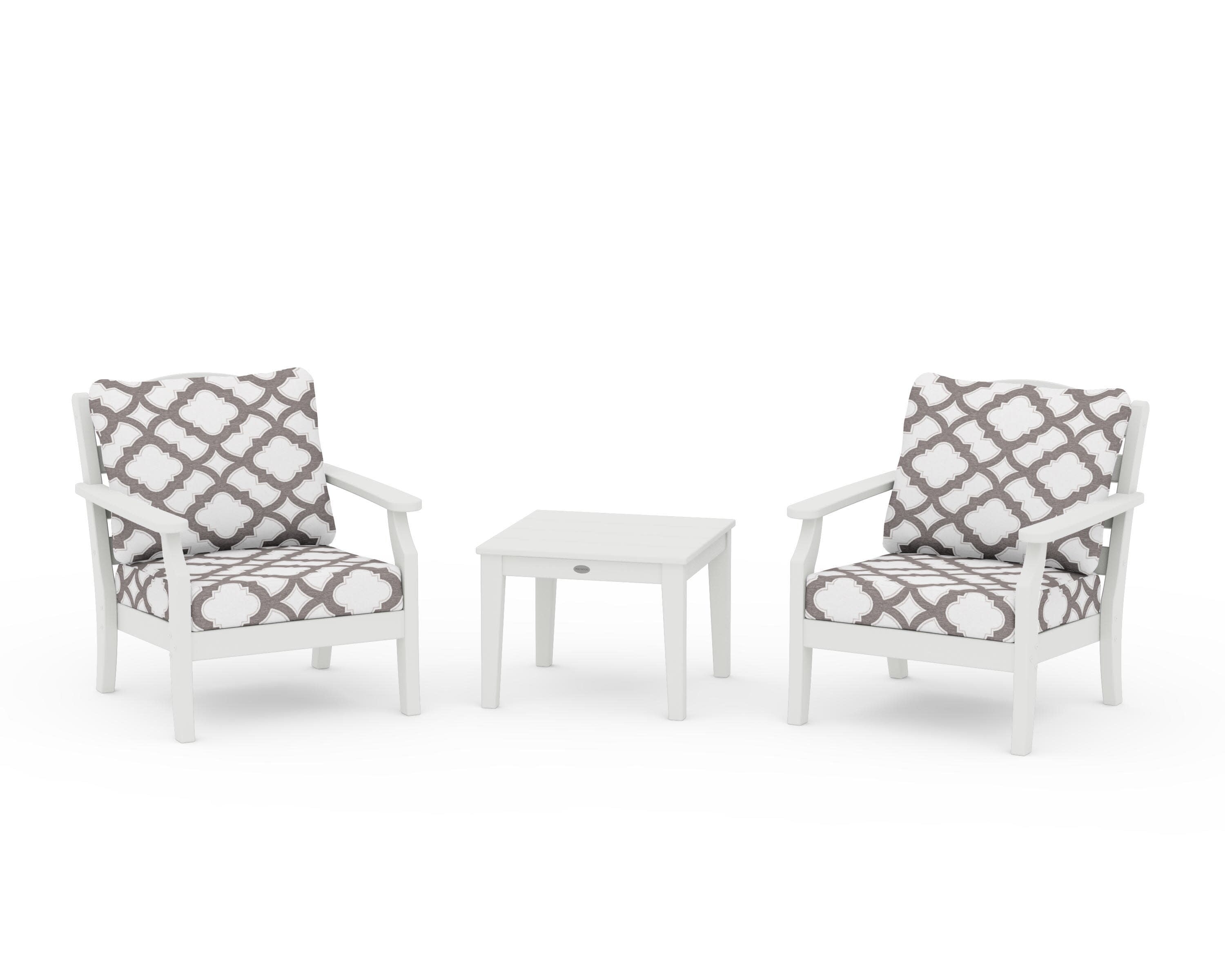 Savannah 3-Piece Deep Seating Set in Vintage White / Trellis Grey Mist