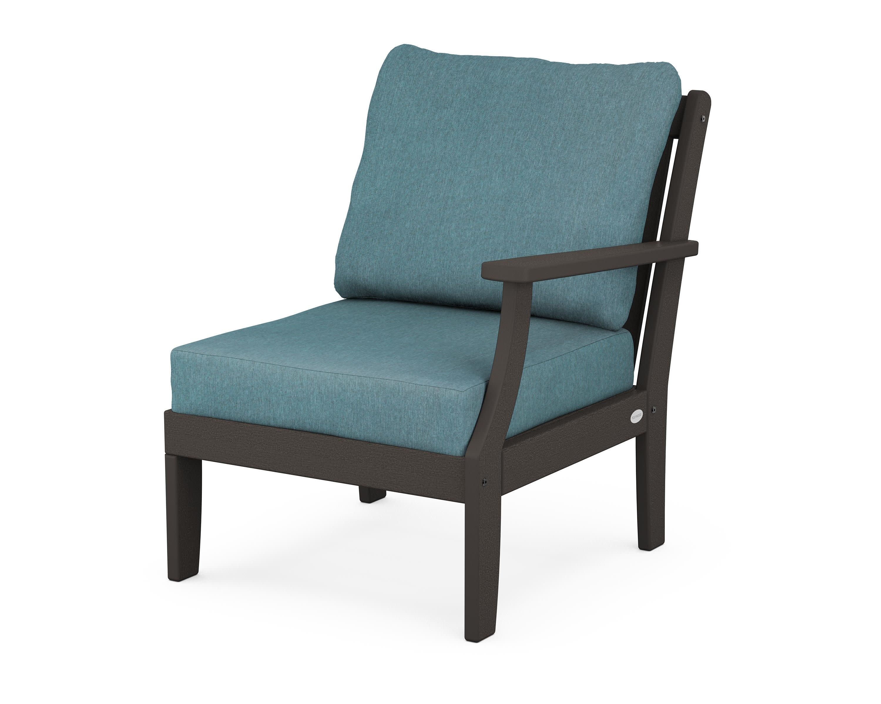 Braxton Modular Right Arm Chair in Vintage Coffee / Ocean Teal