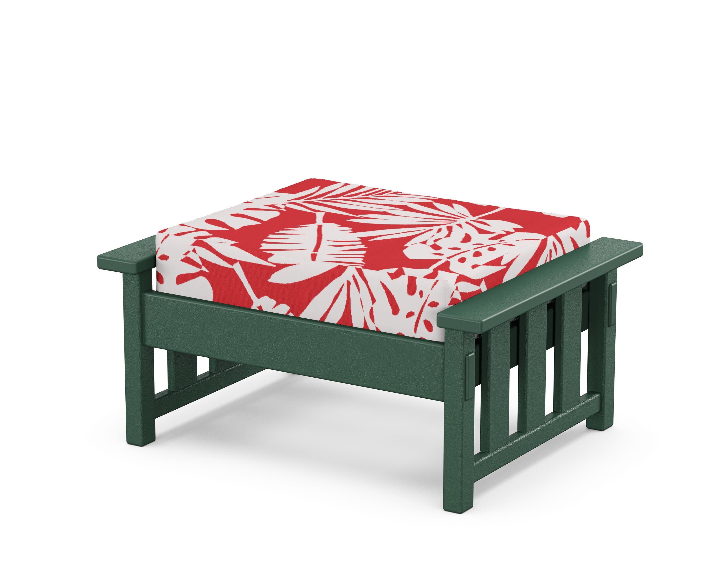 Acadia Deep Seating Ottoman in Green / Leaf Crimson