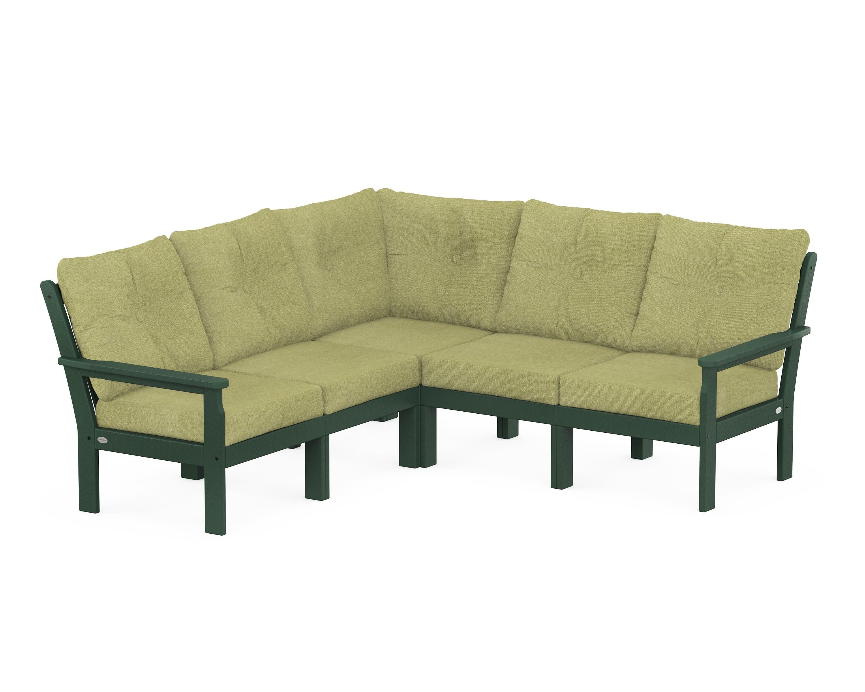 Vineyard 5-Piece Sectional in Green / Chartreuse Boucle
