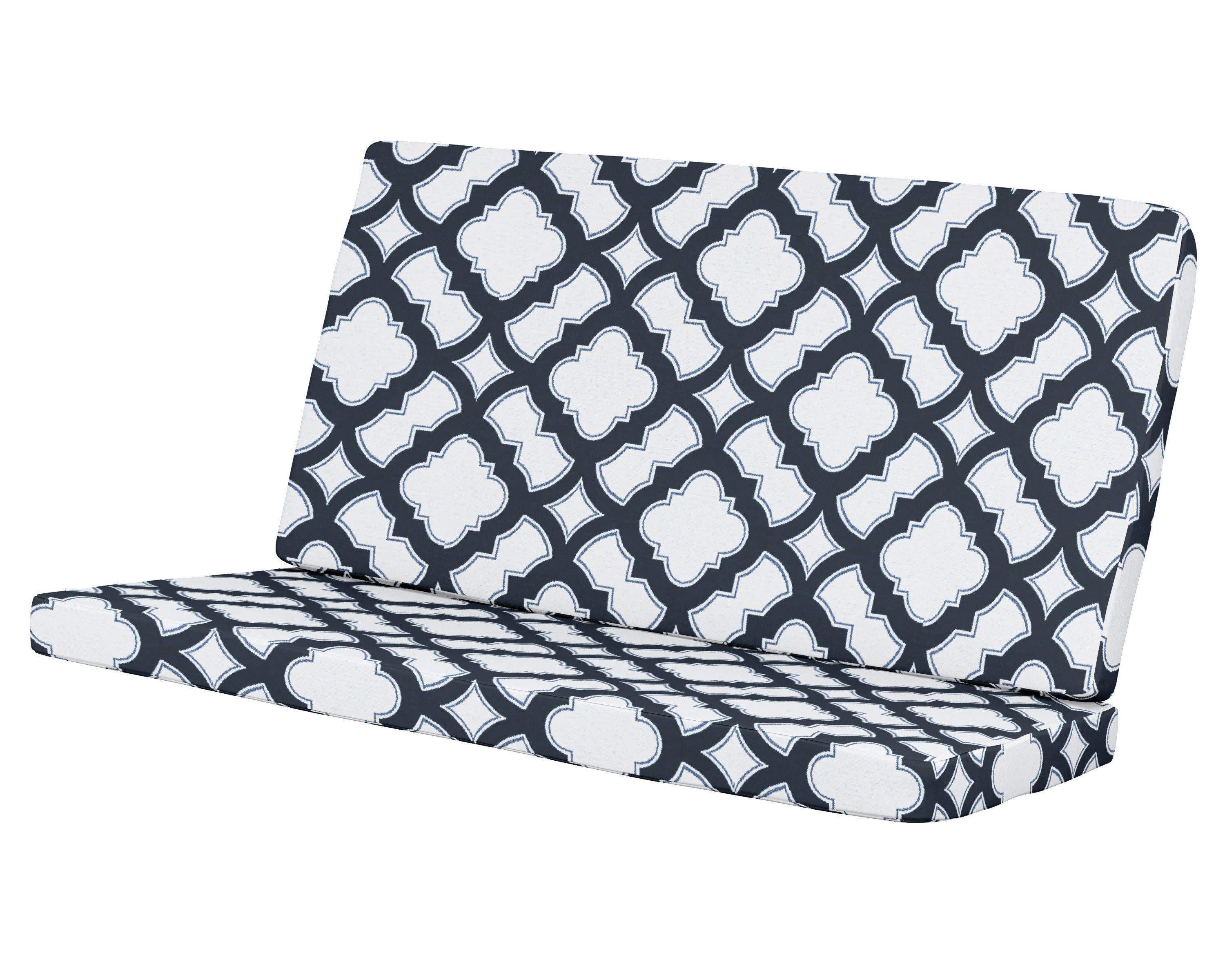 Modern Loveseat Cushion in Trellis Marine Indigo