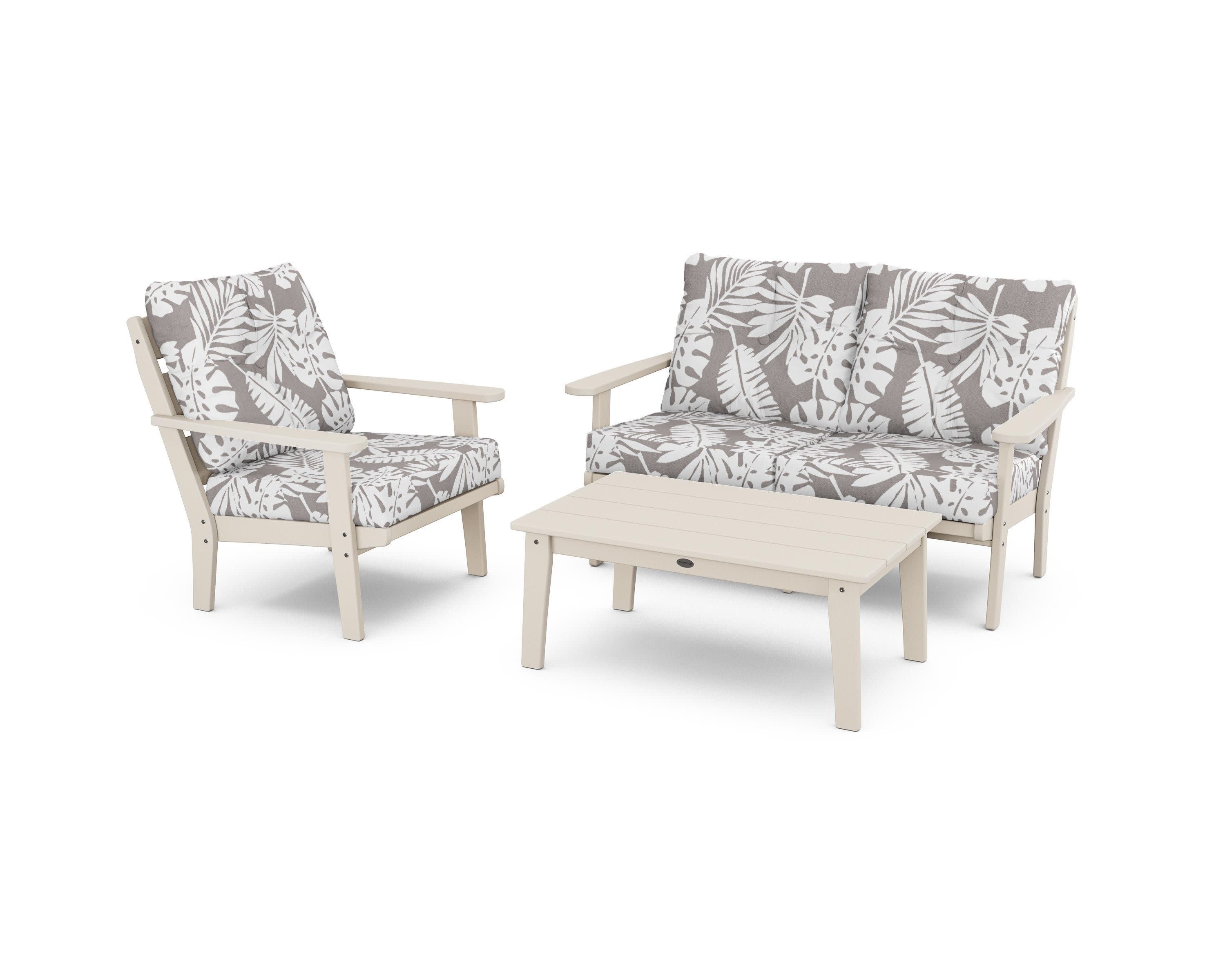 Lakeside 3-Piece Deep Seating Set in Sand / Leaf Grey Mist