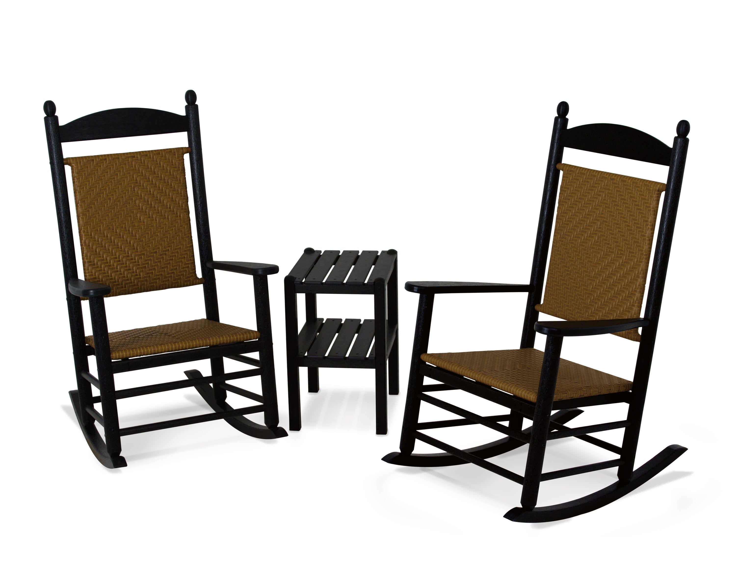 Jefferson 3-Piece Woven Rocker Set in Black / Tigerwood