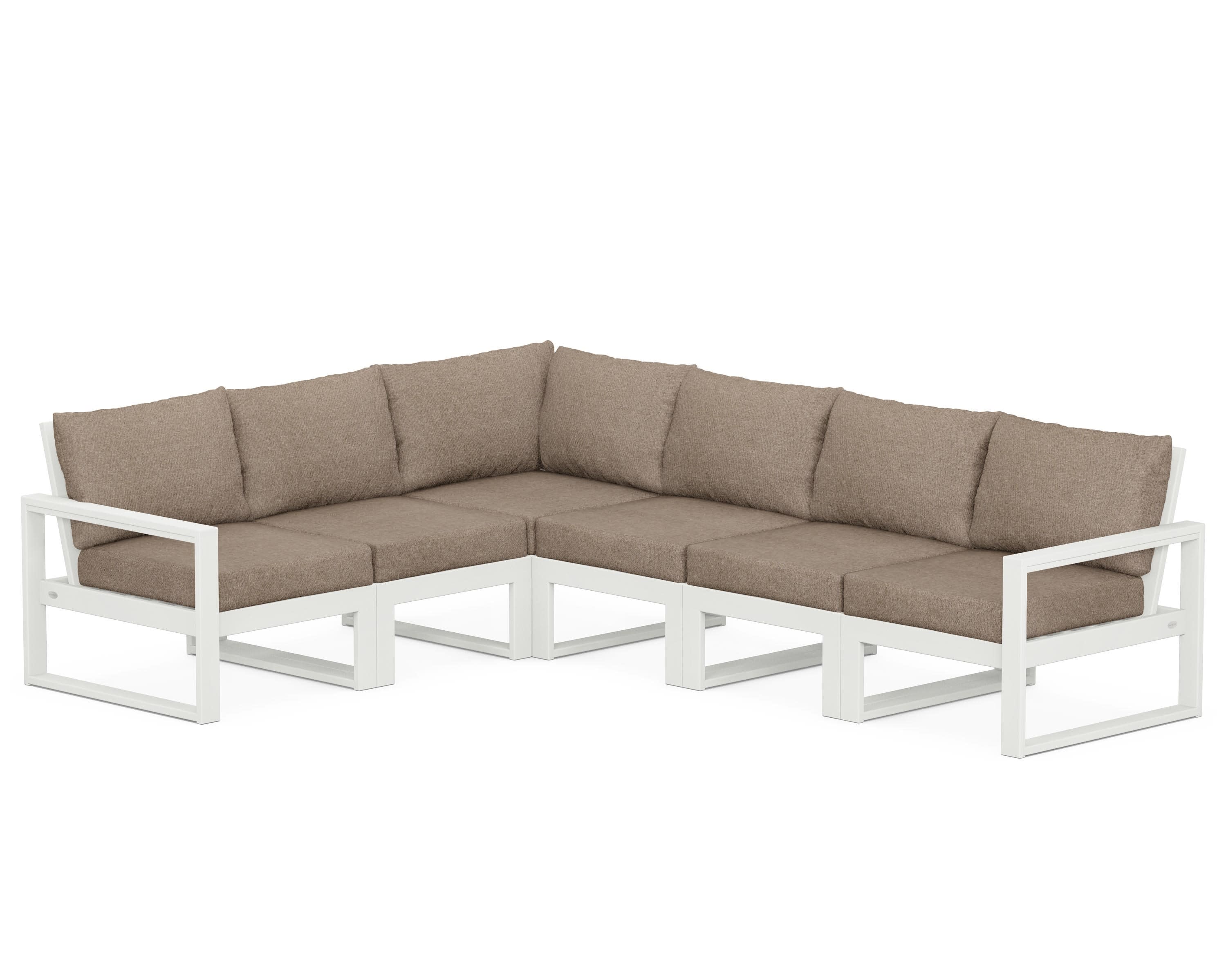 EDGE 6-Piece Modular Deep Seating Set in Vintage White / Spiced Burlap