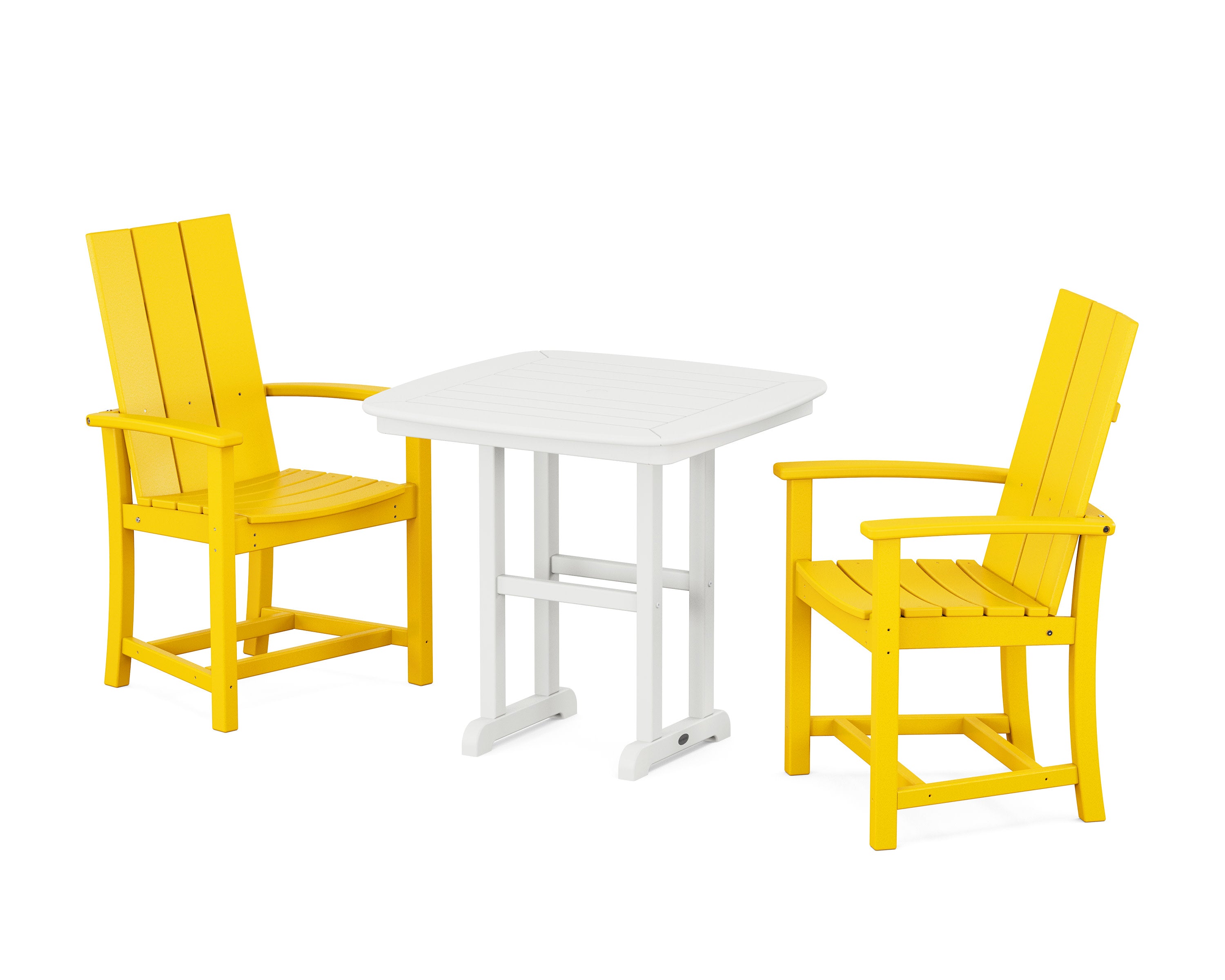 Modern Adirondack 3-Piece Dining Set in Lemon / White