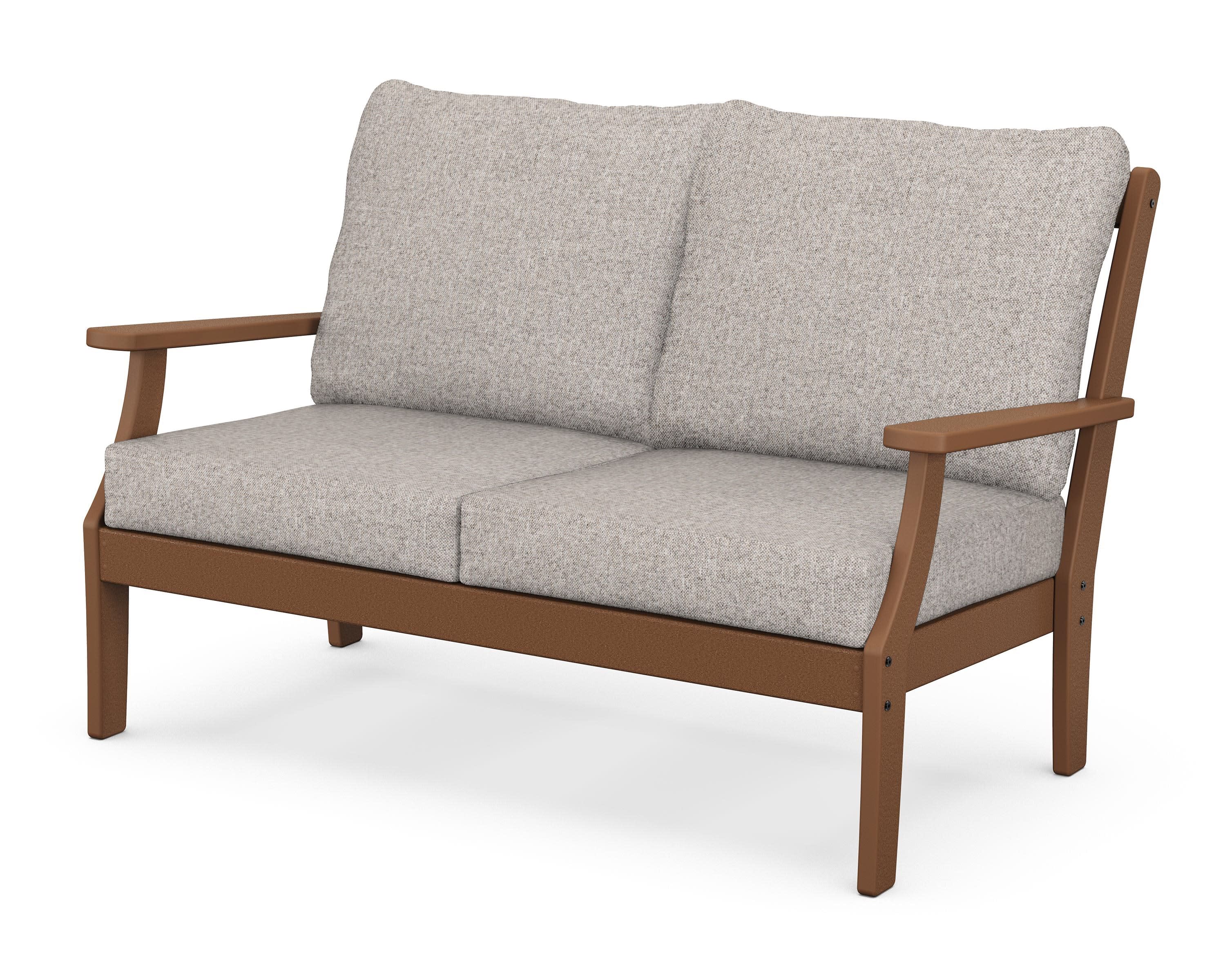 Braxton Deep Seating Loveseat in Teak / Weathered Tweed