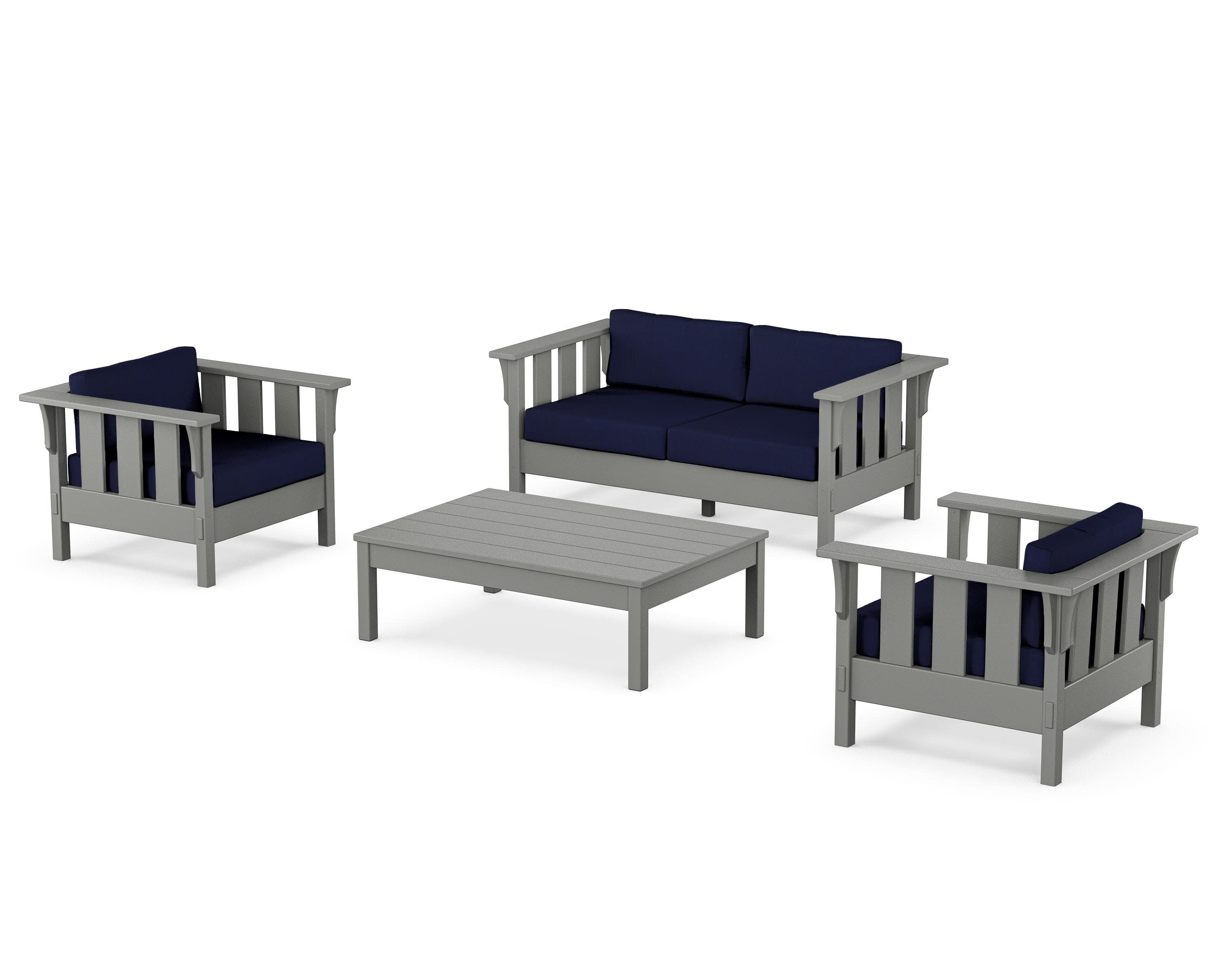 Acadia 4-Piece Deep Seating Set with Loveseat in Slate Grey / Navy