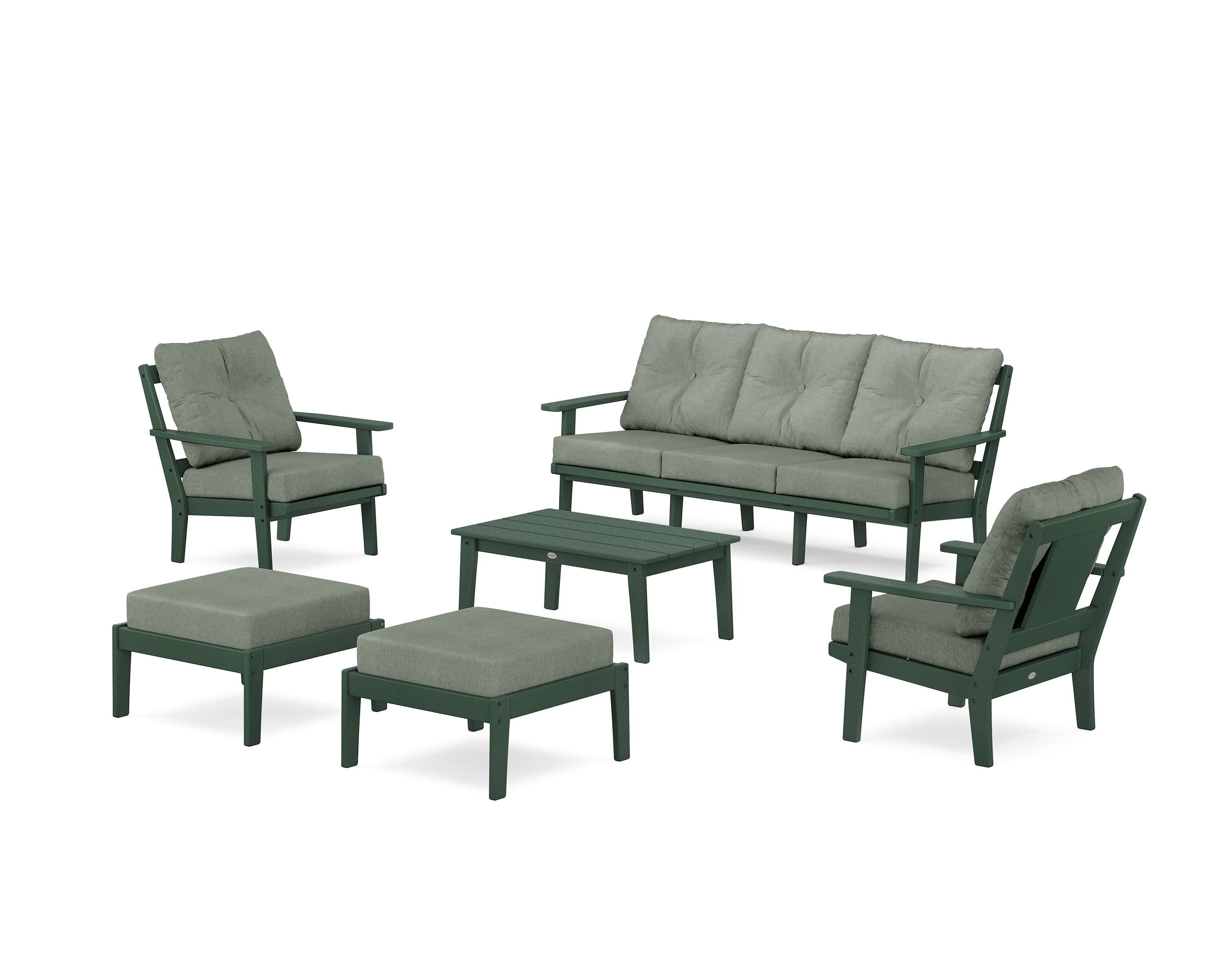 Prairie 6-Piece Lounge Sofa Set in Green / Cast Sage
